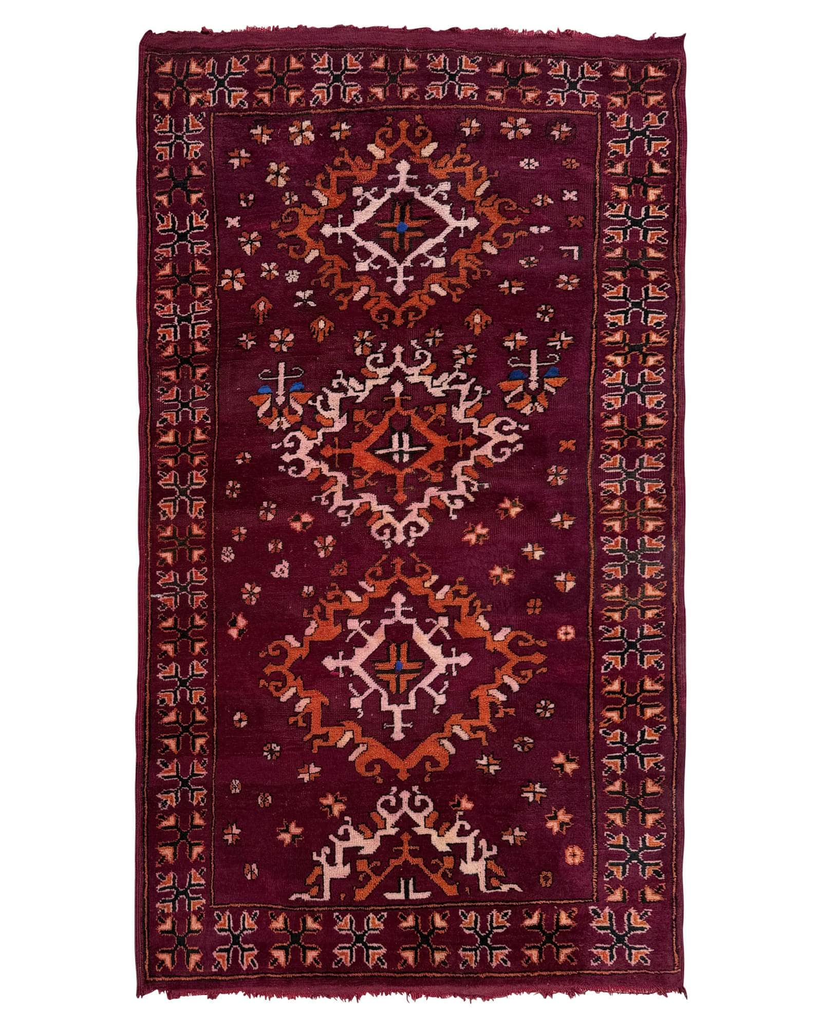 Burgundy Vintage Moroccan Rug | 4'7 x 7'10