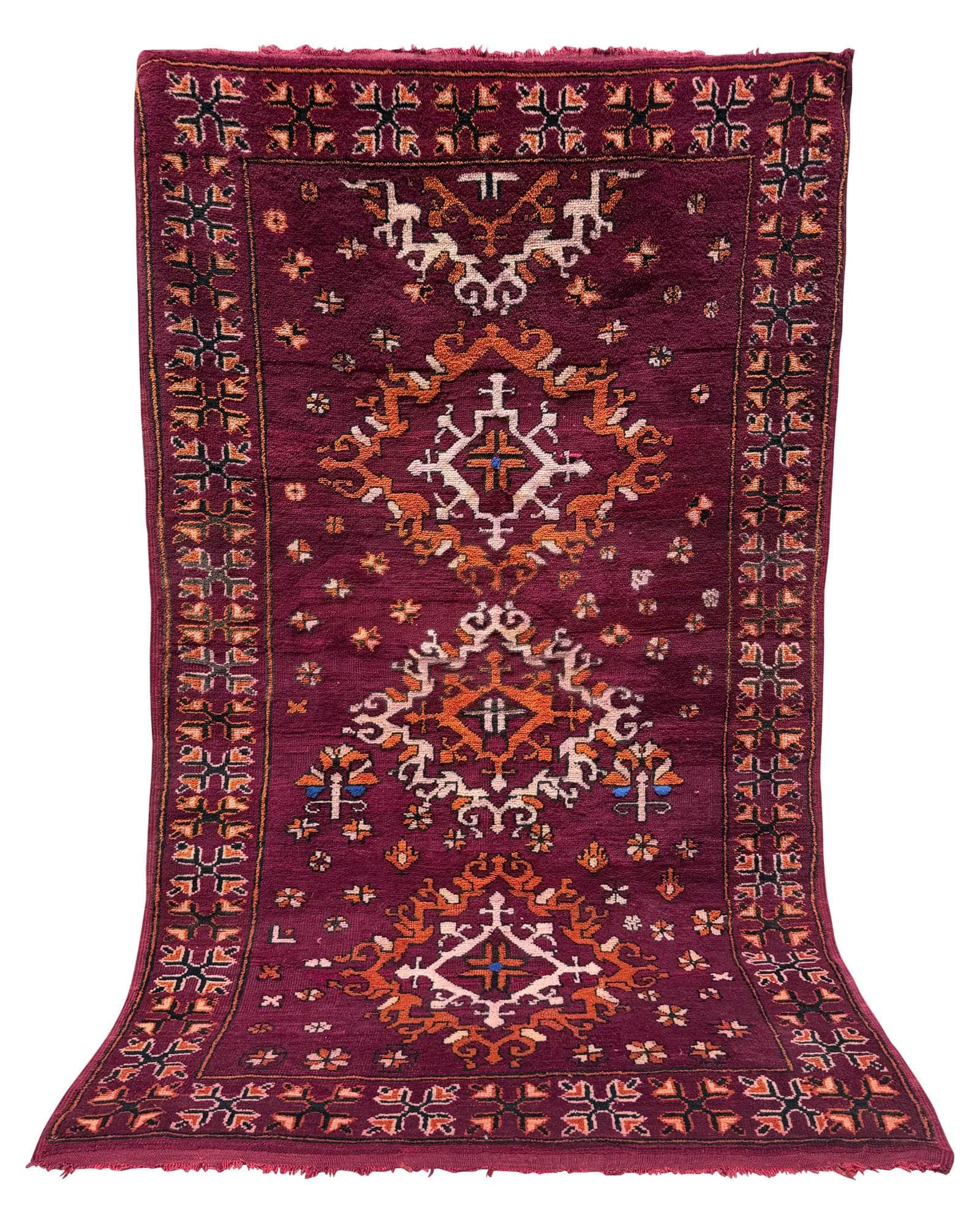 Burgundy Vintage Moroccan Rug | 4'7 x 7'10