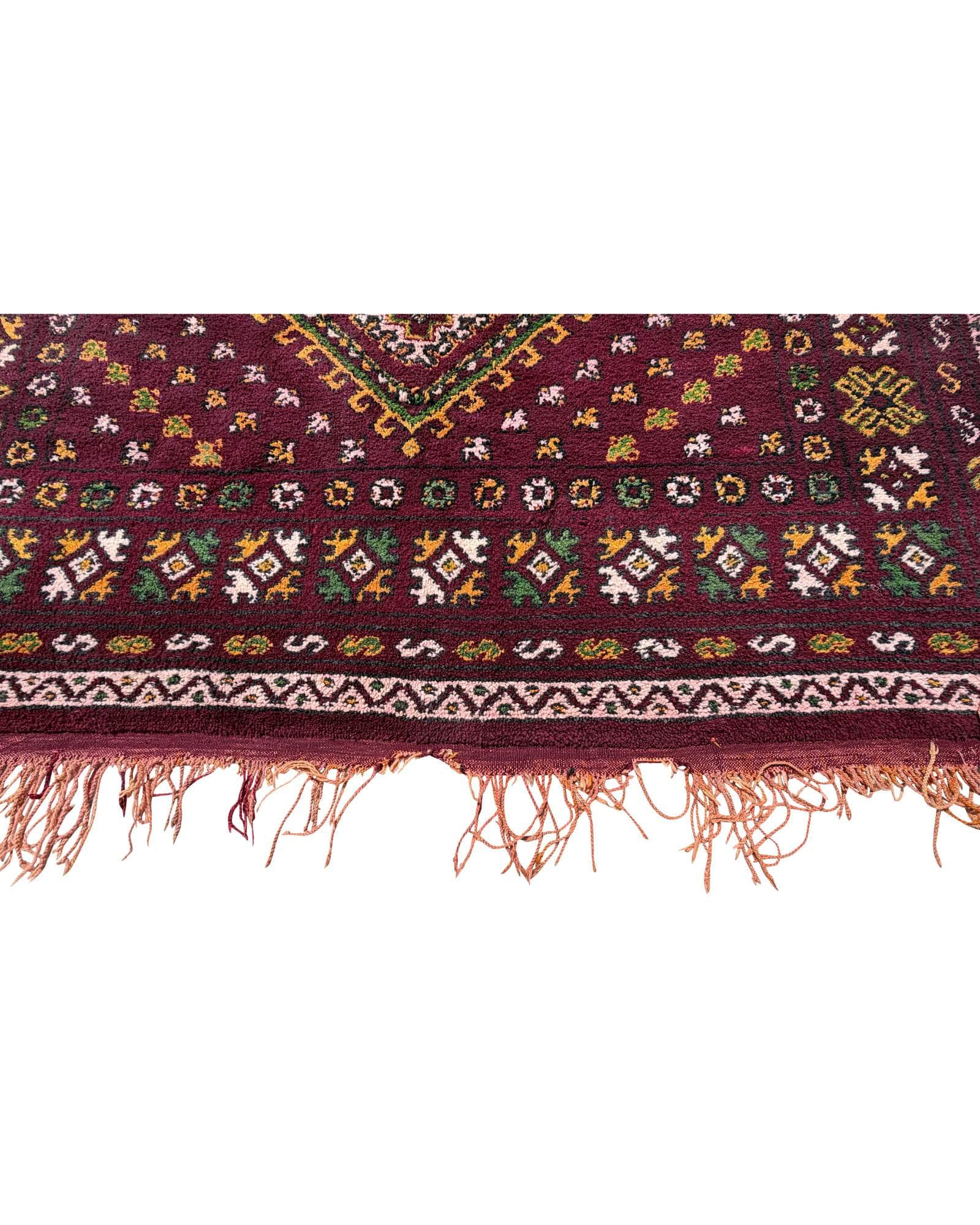 Burgundy Vintage Moroccan Rug | 6x14 Tribal