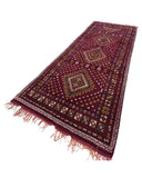 Burgundy Vintage Moroccan Rug | 6x14 Tribal