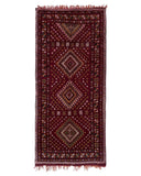 Burgundy Vintage Moroccan Rug | 6x14 Tribal