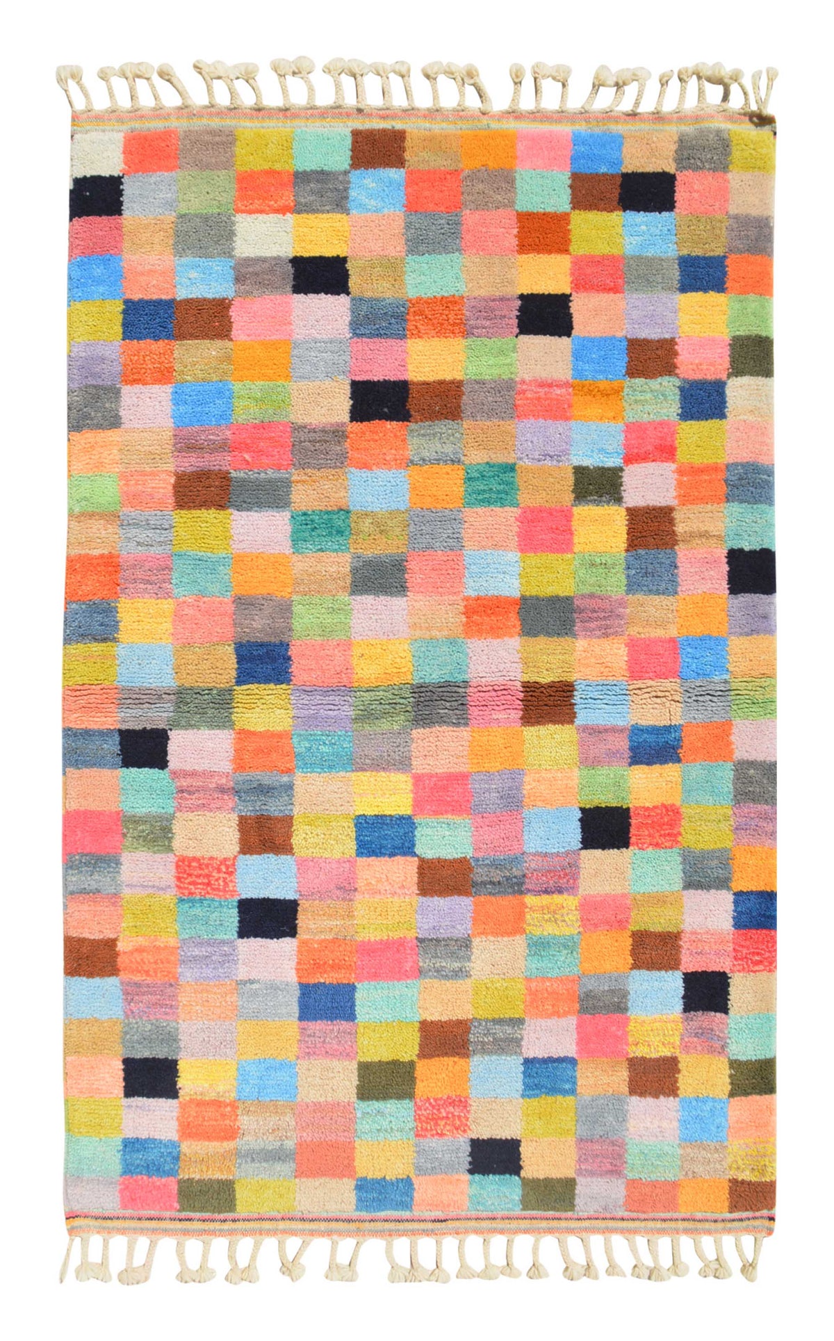 Colorful Checker Rug Candy | 4'x6' Colorful Checkerboard Moroccan Rug for Nursery ...
