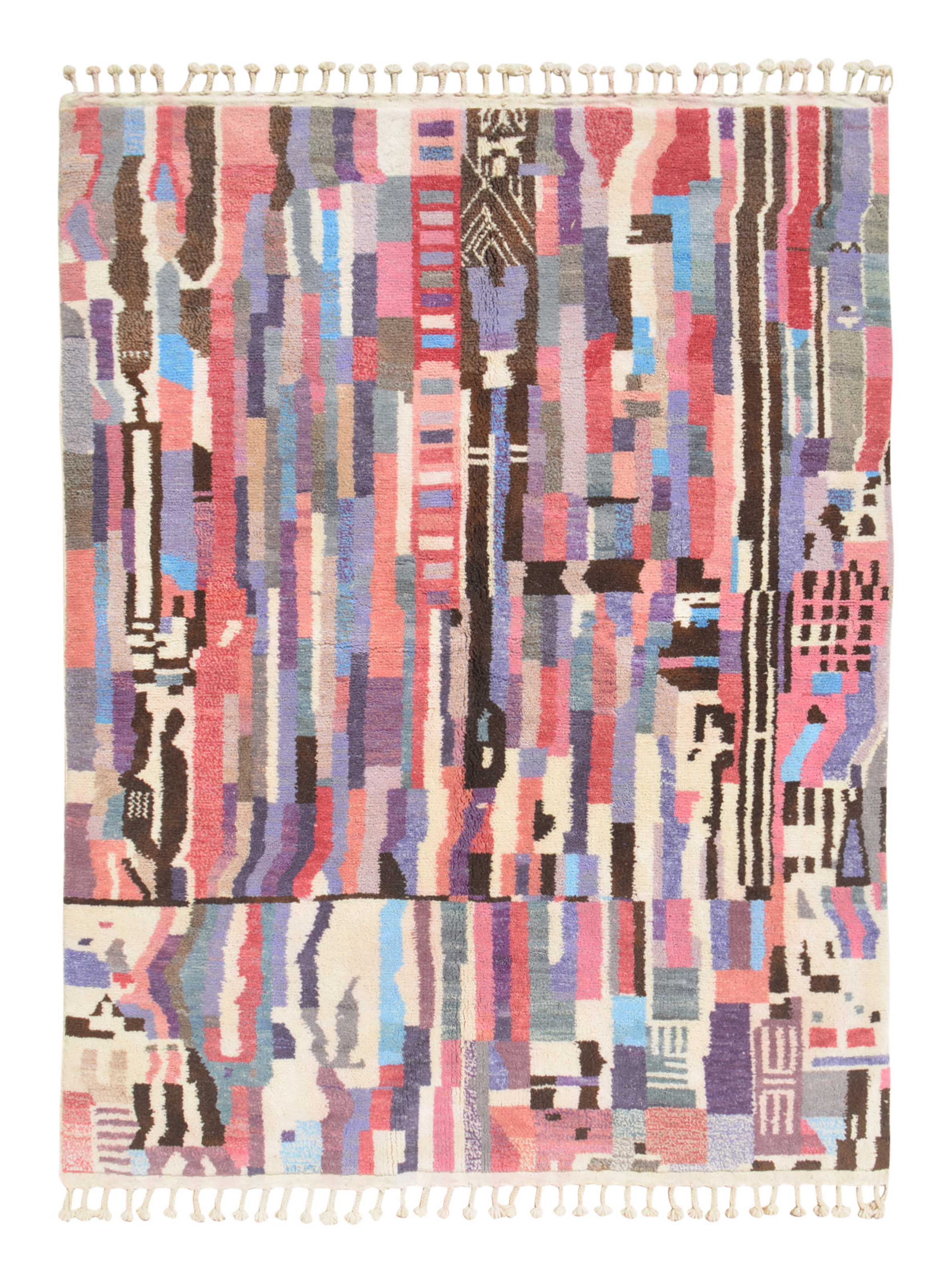 City Lights | 7'x9' Colorful Pink & Blue Abstract Moroccan Area Rug