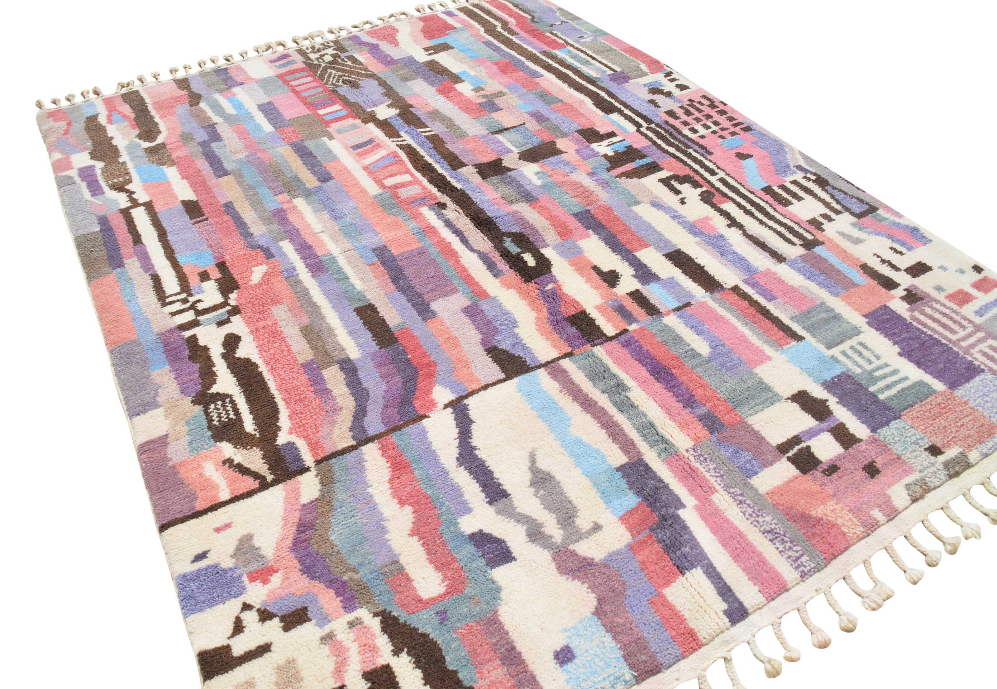 City Lights | 7'x9' Colorful Pink & Blue Abstract Moroccan Area Rug