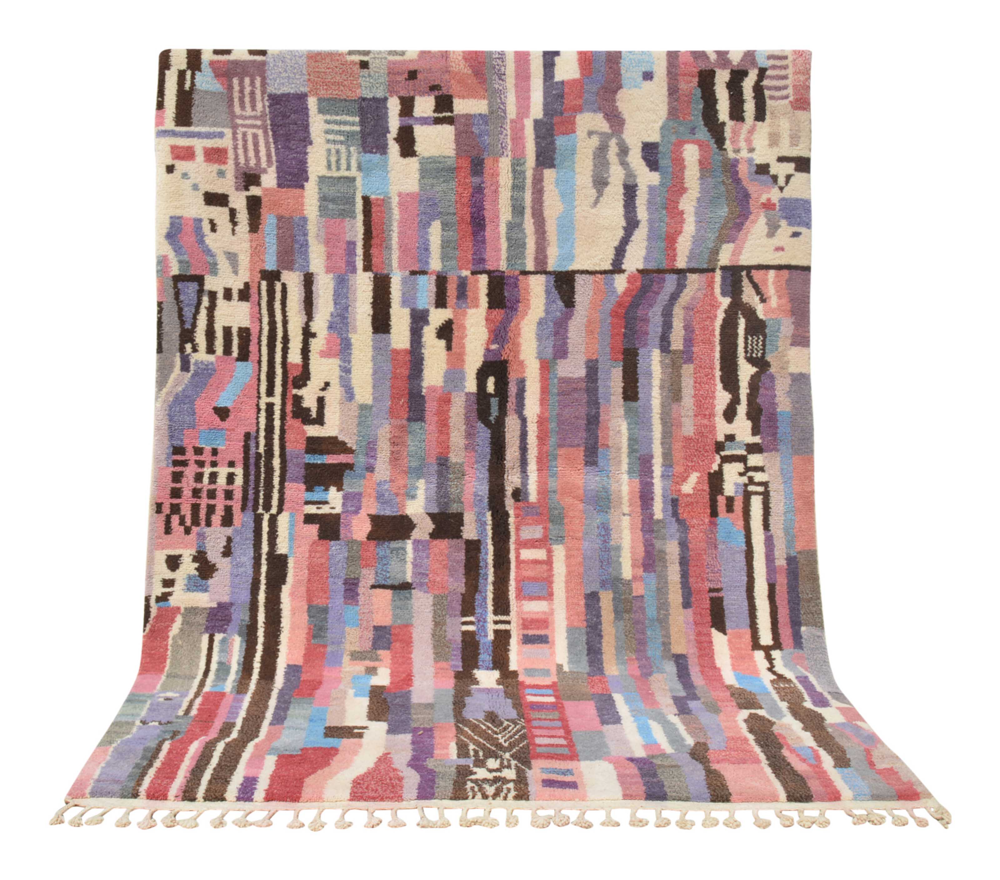 City Lights | 7'x9' Colorful Pink & Blue Abstract Moroccan Area Rug