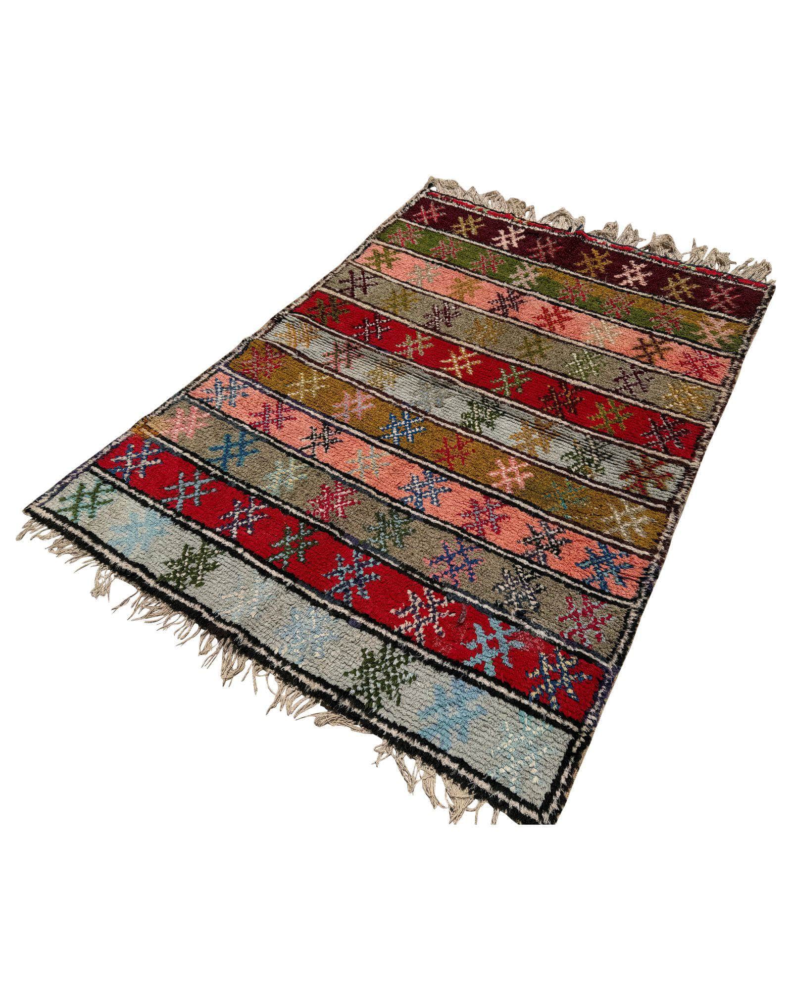 Colorful Vintage Moroccan Rag Rug | 4'8 x 6'2