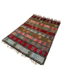 Colorful Vintage Moroccan Rag Rug | 4'8 x 6'2