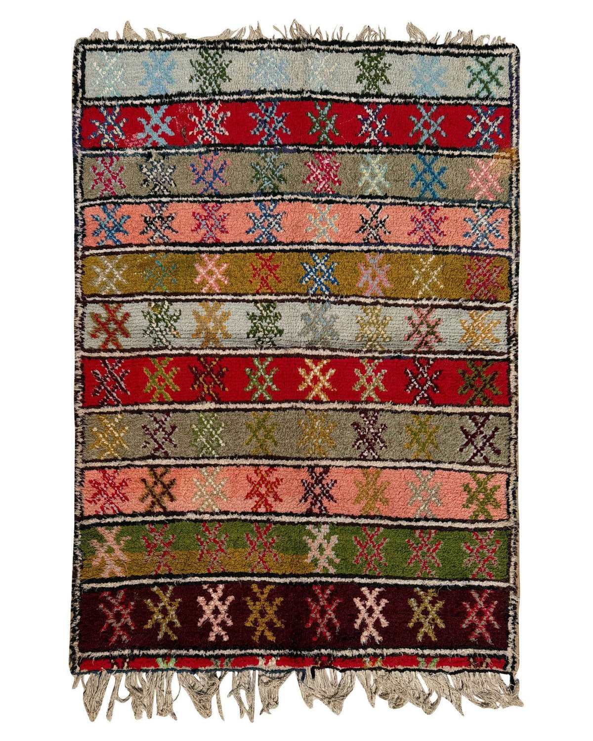 Colorful Vintage Moroccan Rag Rug | 4'8 x 6'2