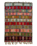 Colorful Vintage Moroccan Rag Rug | 4'8 x 6'2