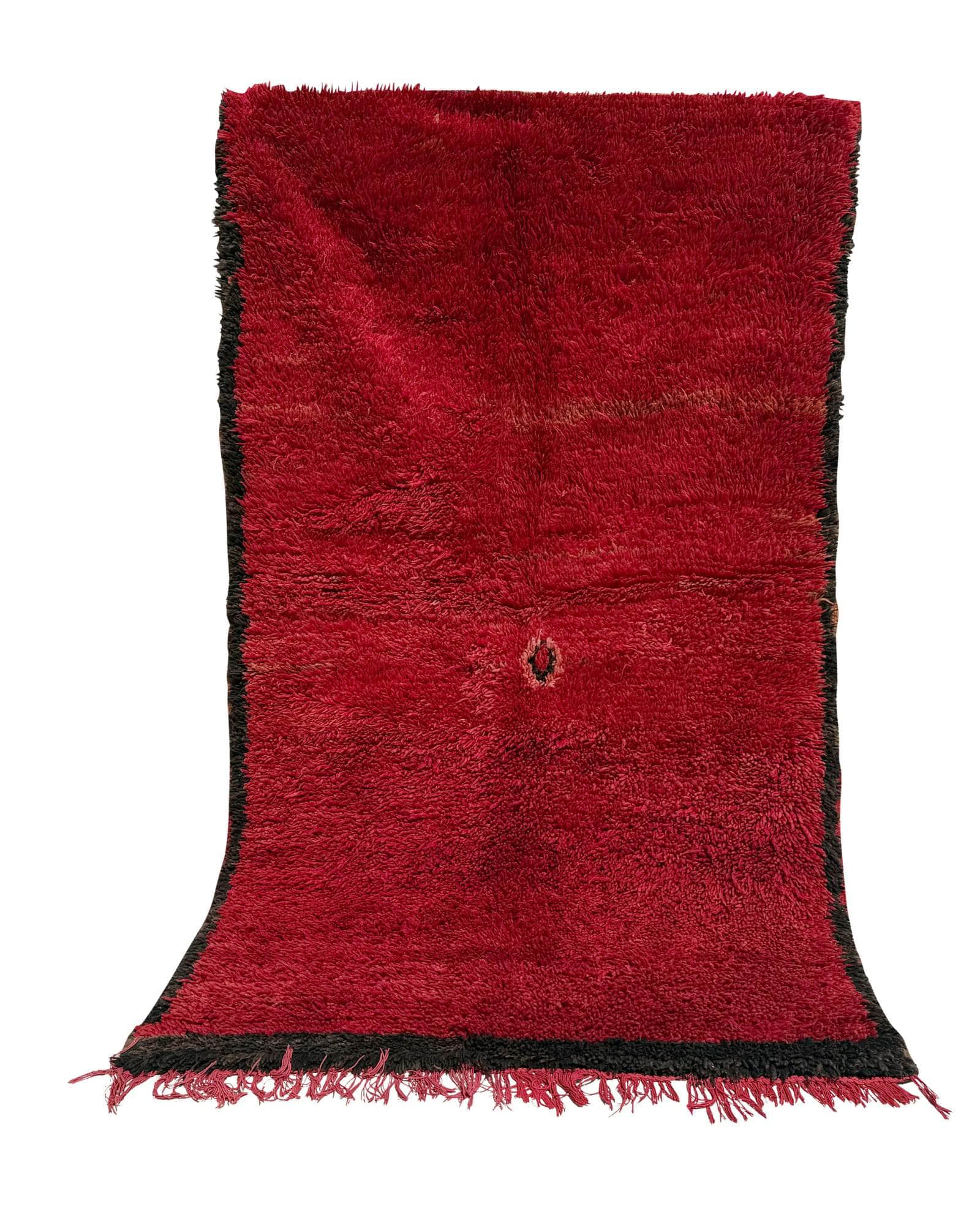 Deep Red Vintage Moroccan Shag Rug | 5 x 7