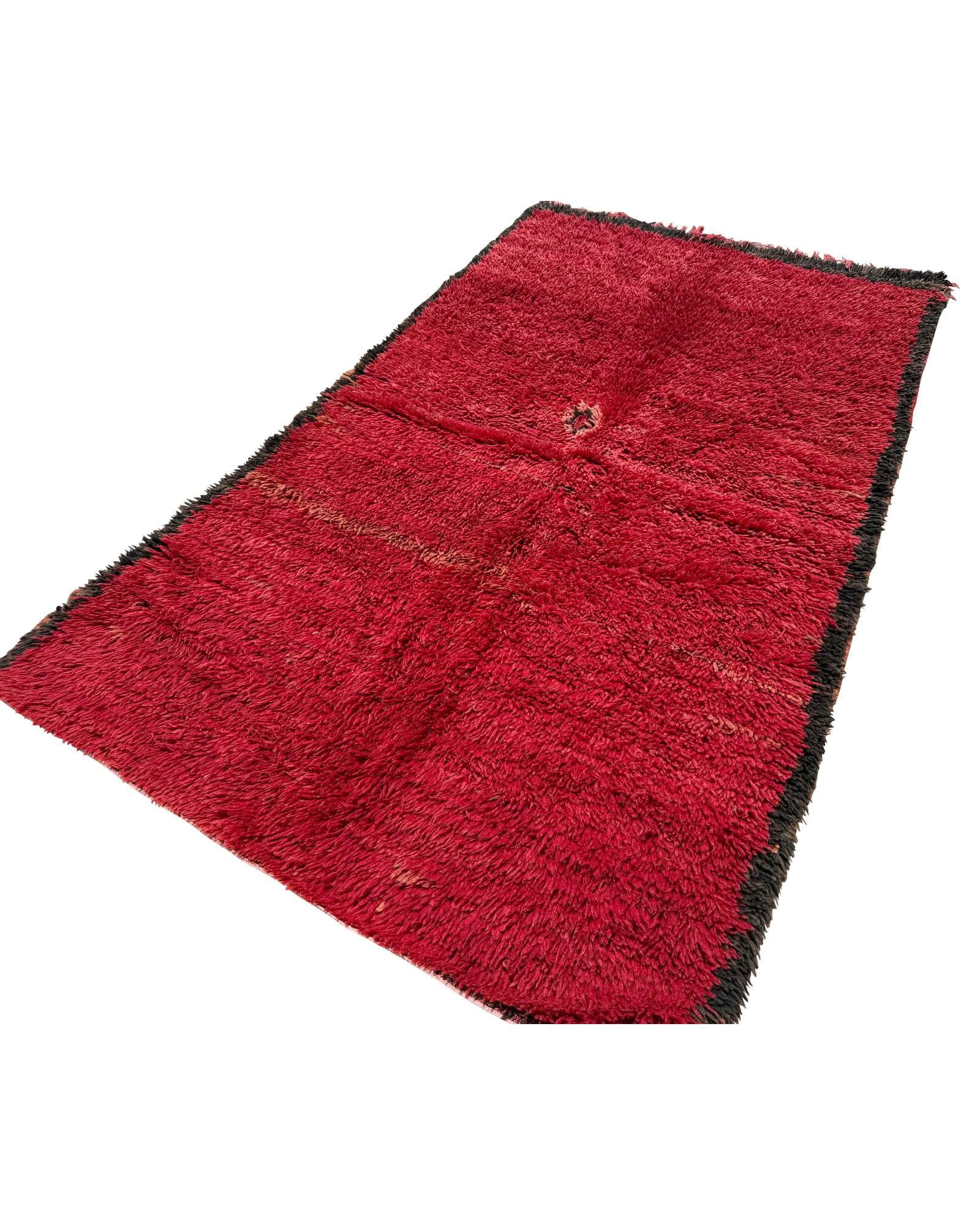 Deep Red Vintage Moroccan Shag Rug | 5 x 7