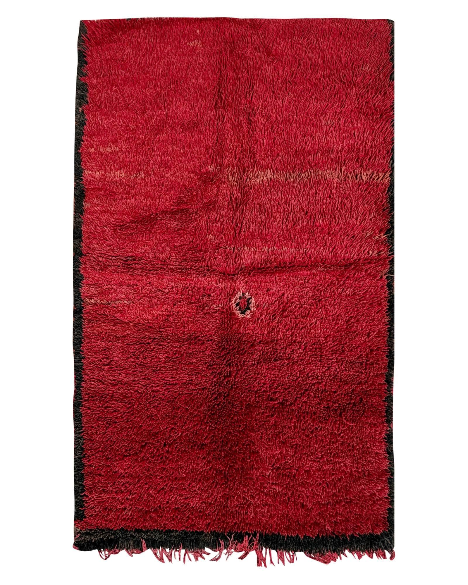 Deep Red Vintage Moroccan Shag Rug | 5 x 7