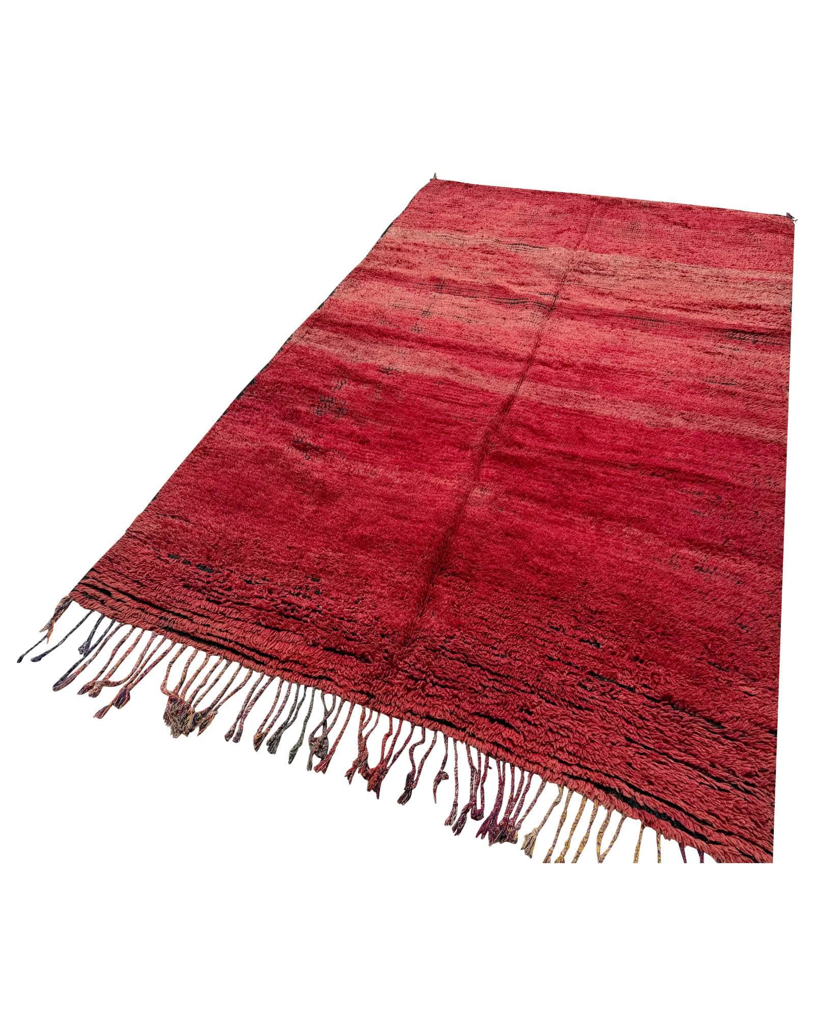 Deep Red Vintage Moroccan Shag Rug | 6x10