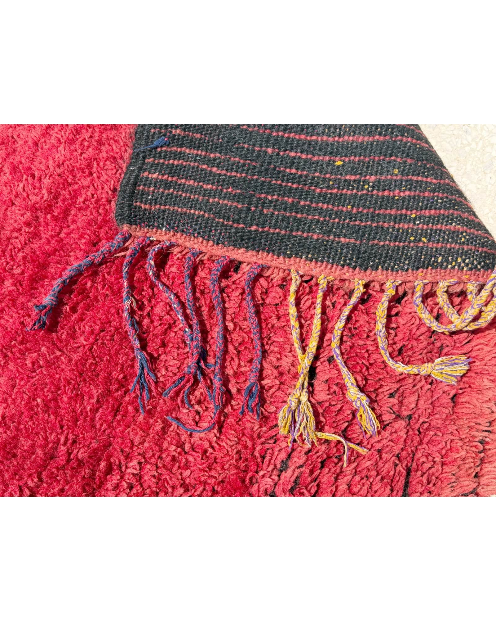 Deep Red Vintage Moroccan Shag Rug | 6x10