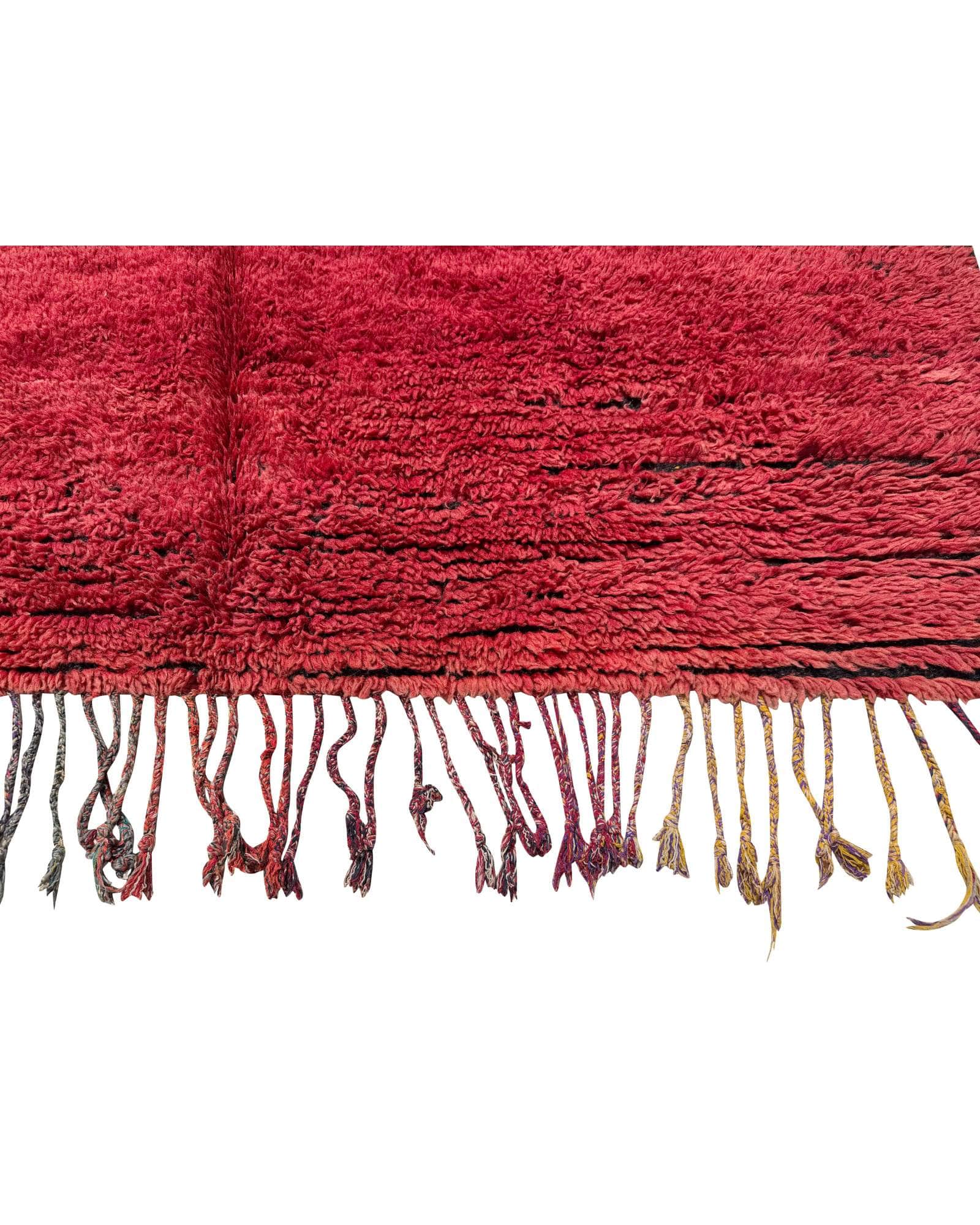 Deep Red Vintage Moroccan Shag Rug | 6x10