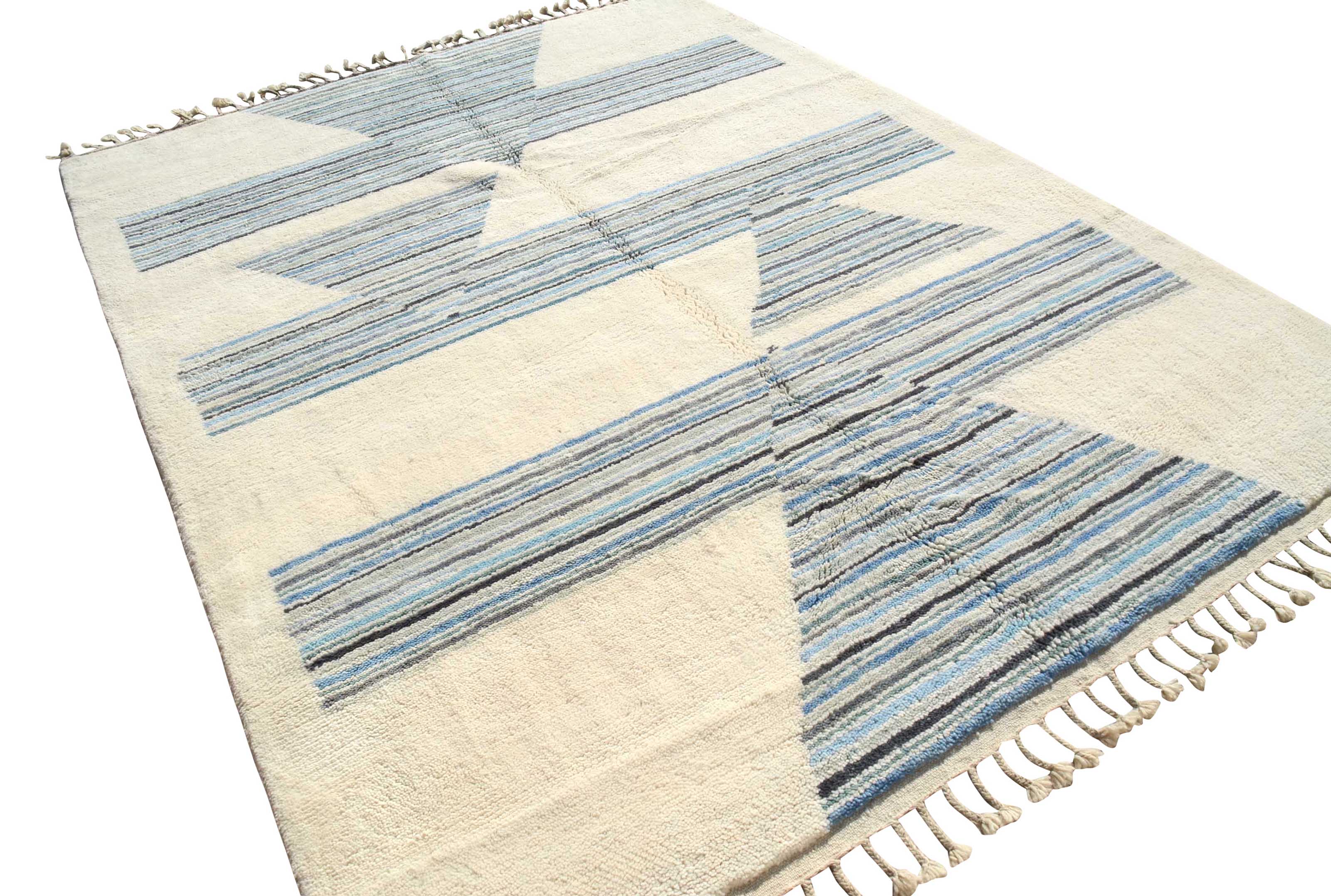 Discover Tranquility with Skyway - Handmade Blue Arrow Rugs