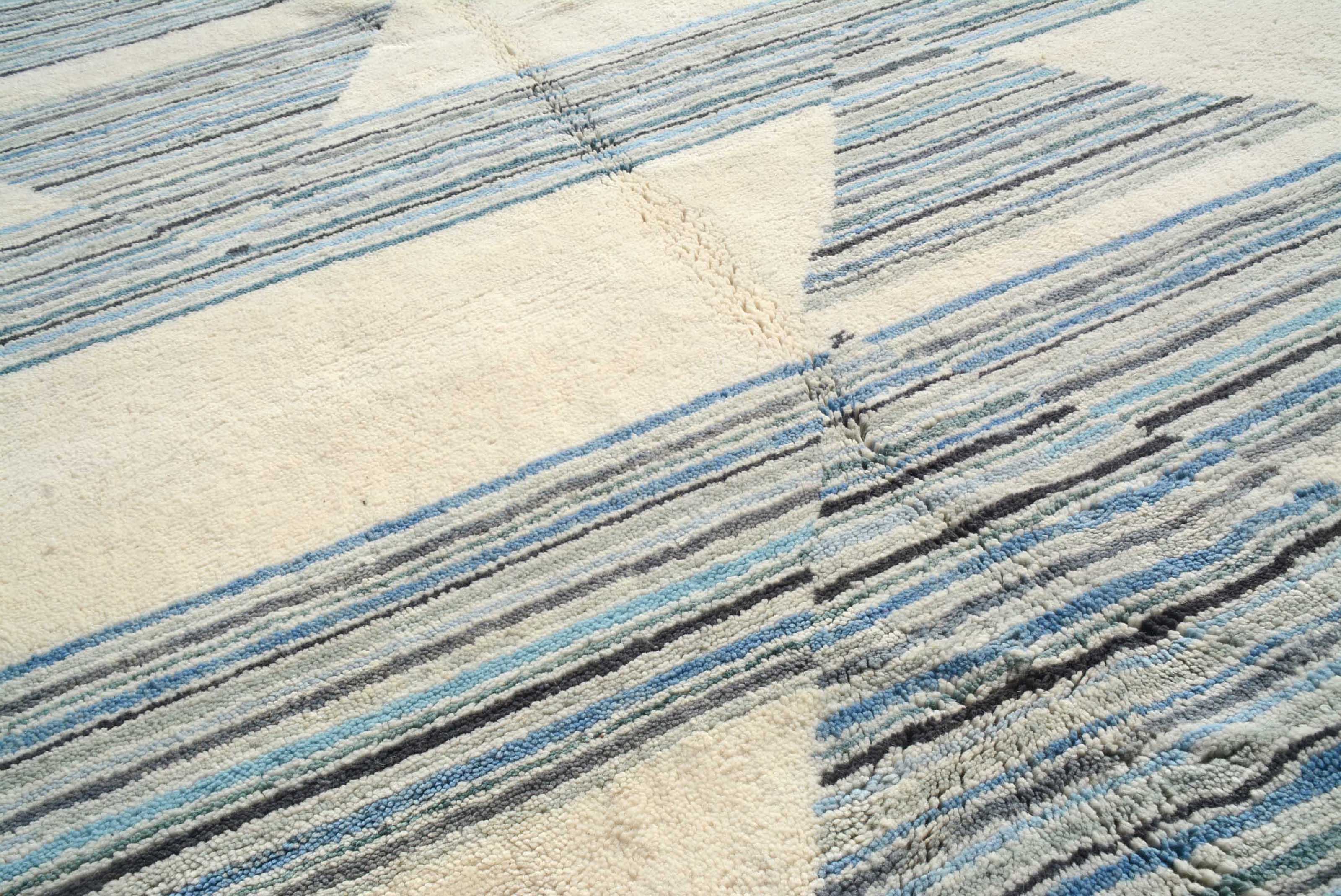 Discover Tranquility with Skyway - Handmade Blue Arrow Rugs