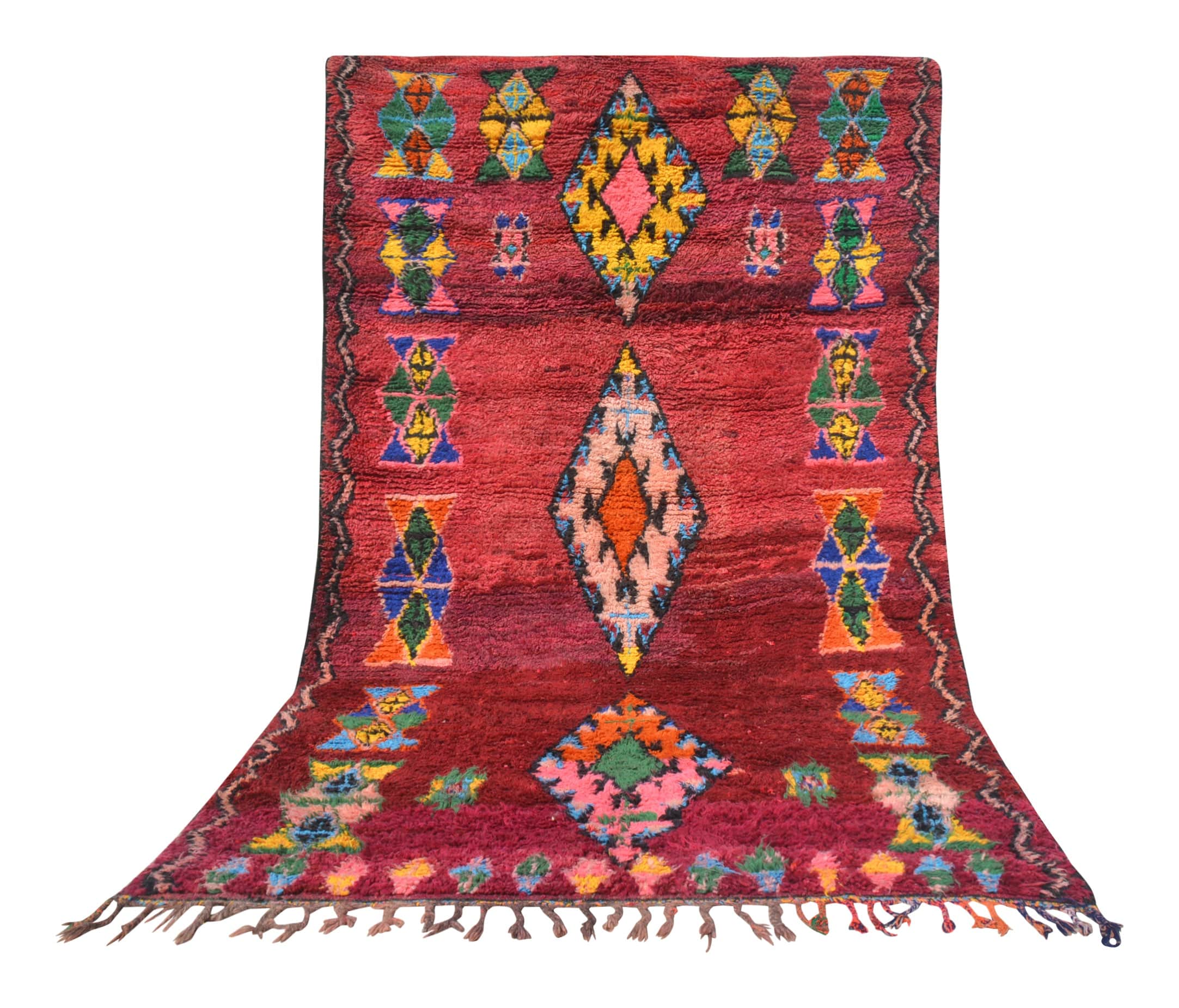 Firelight – Vintage Moroccan Rug in Ruby Red | Handmade Berber Tribal Design