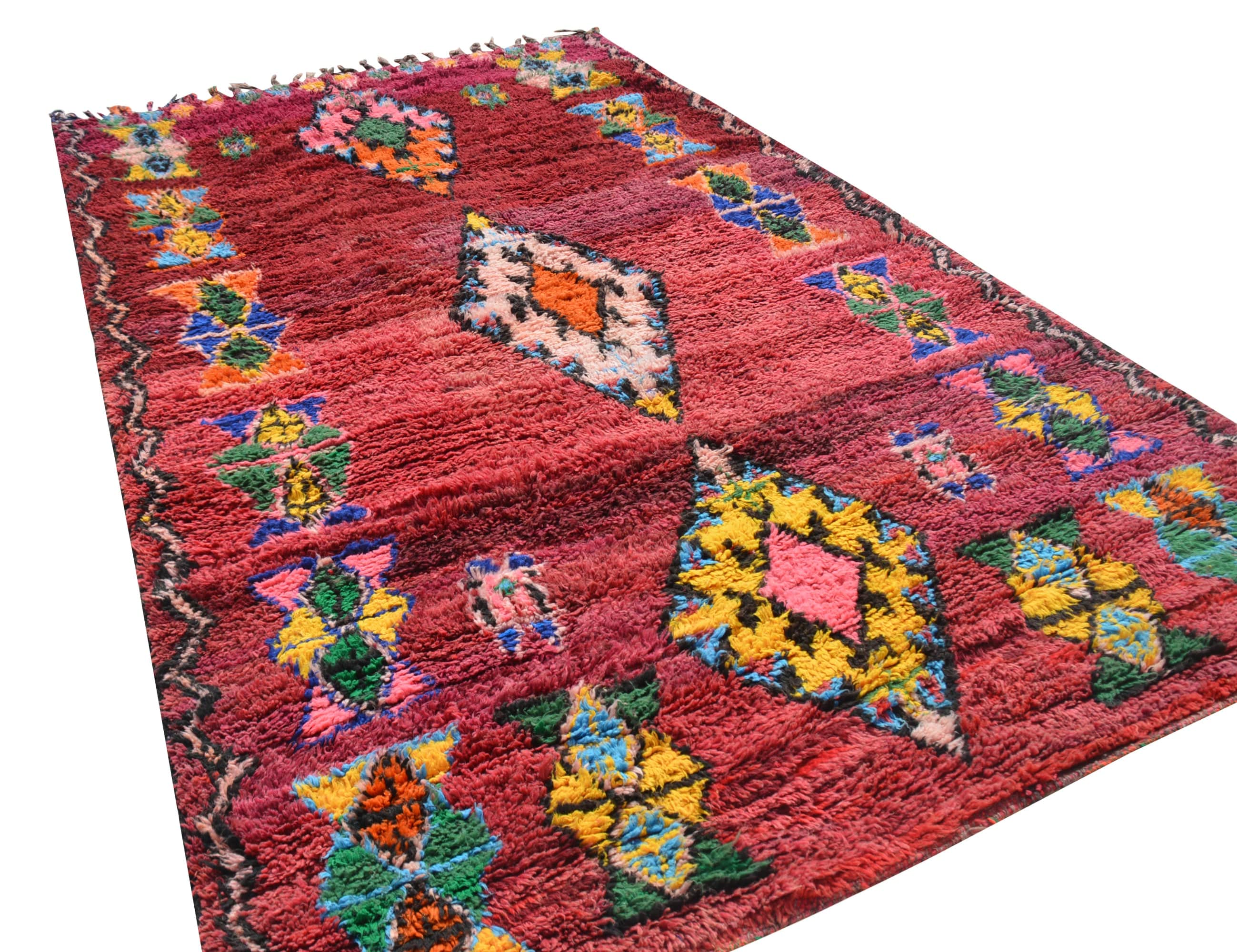 Firelight – Vintage Moroccan Rug in Ruby Red | Handmade Berber Tribal Design