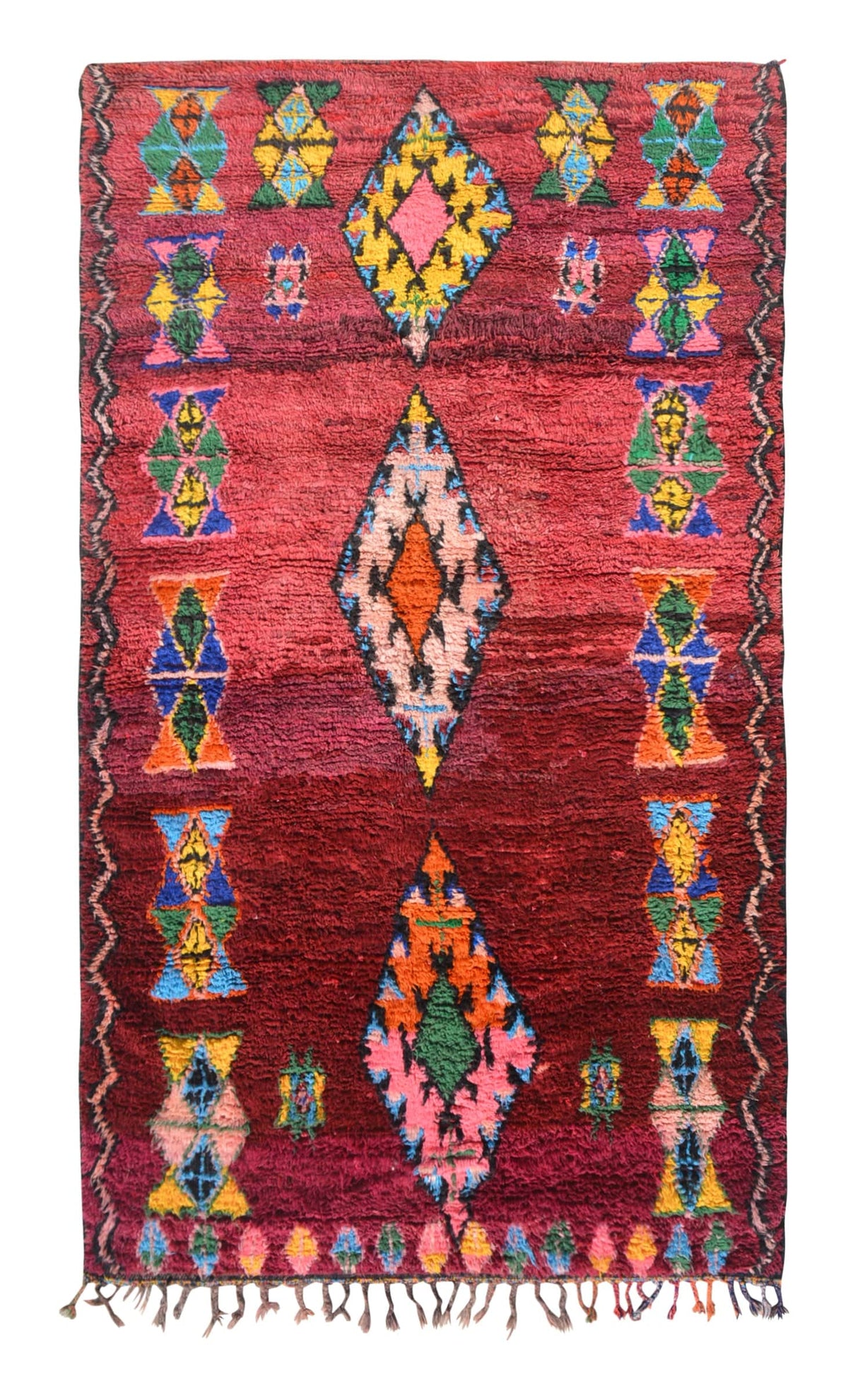 Firelight – Vintage Moroccan Rug in Ruby Red | Handmade Berber Tribal Design