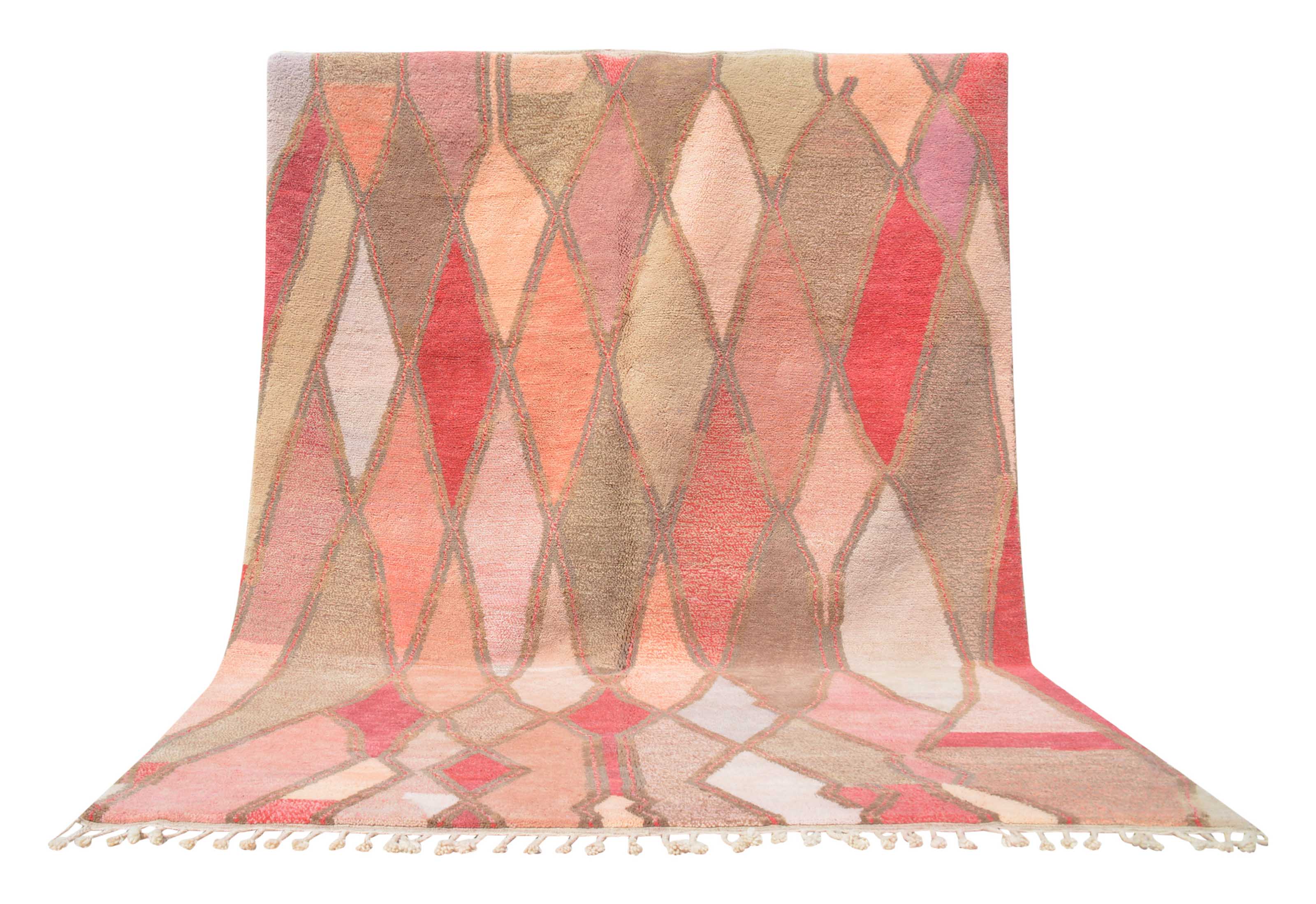 Fusion | 8'x10' Red & Pink Geometric Boujaad Area Rug