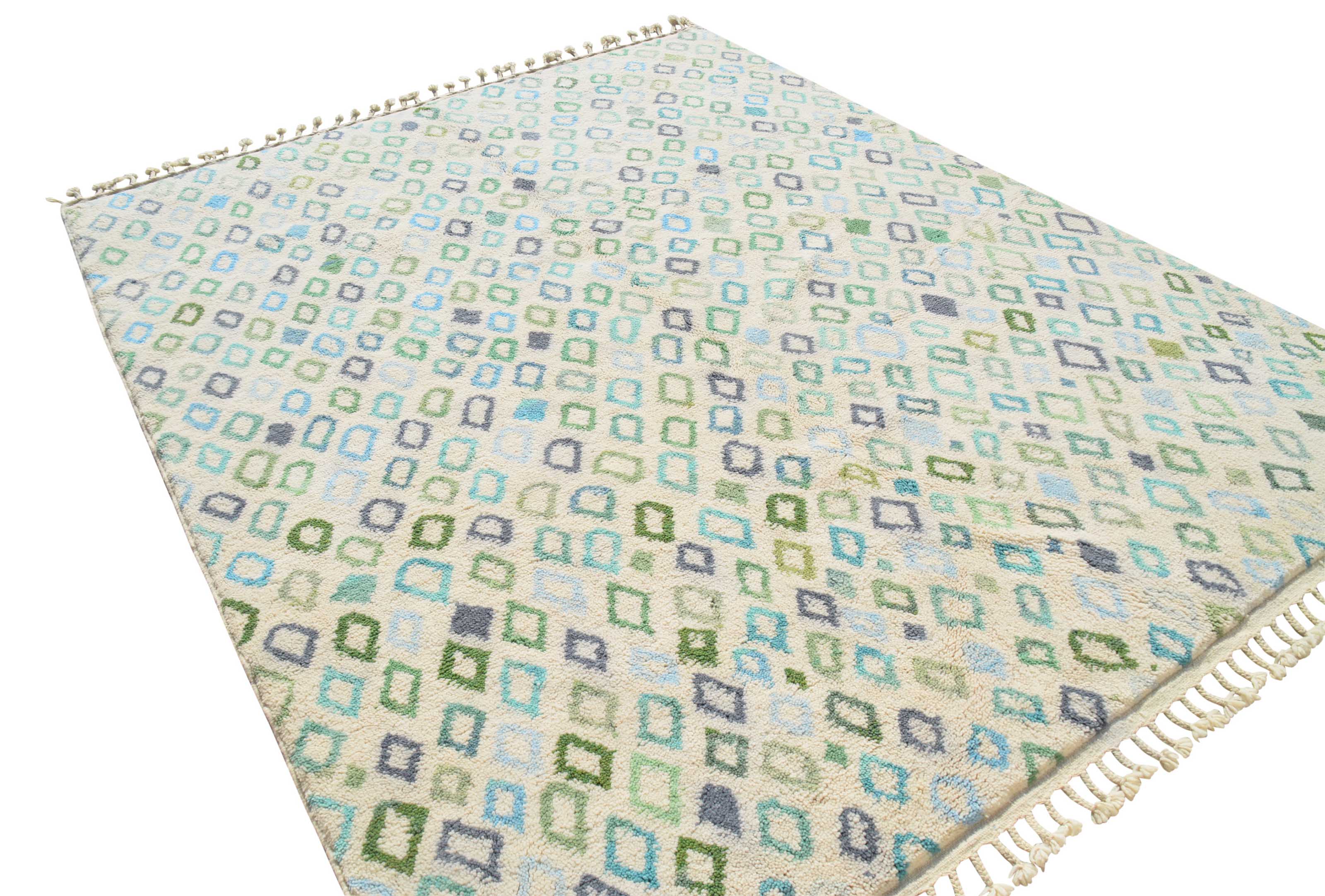Gems | 7'x9' Blue & Aqua Geometric Diamond Azilal Area Rug