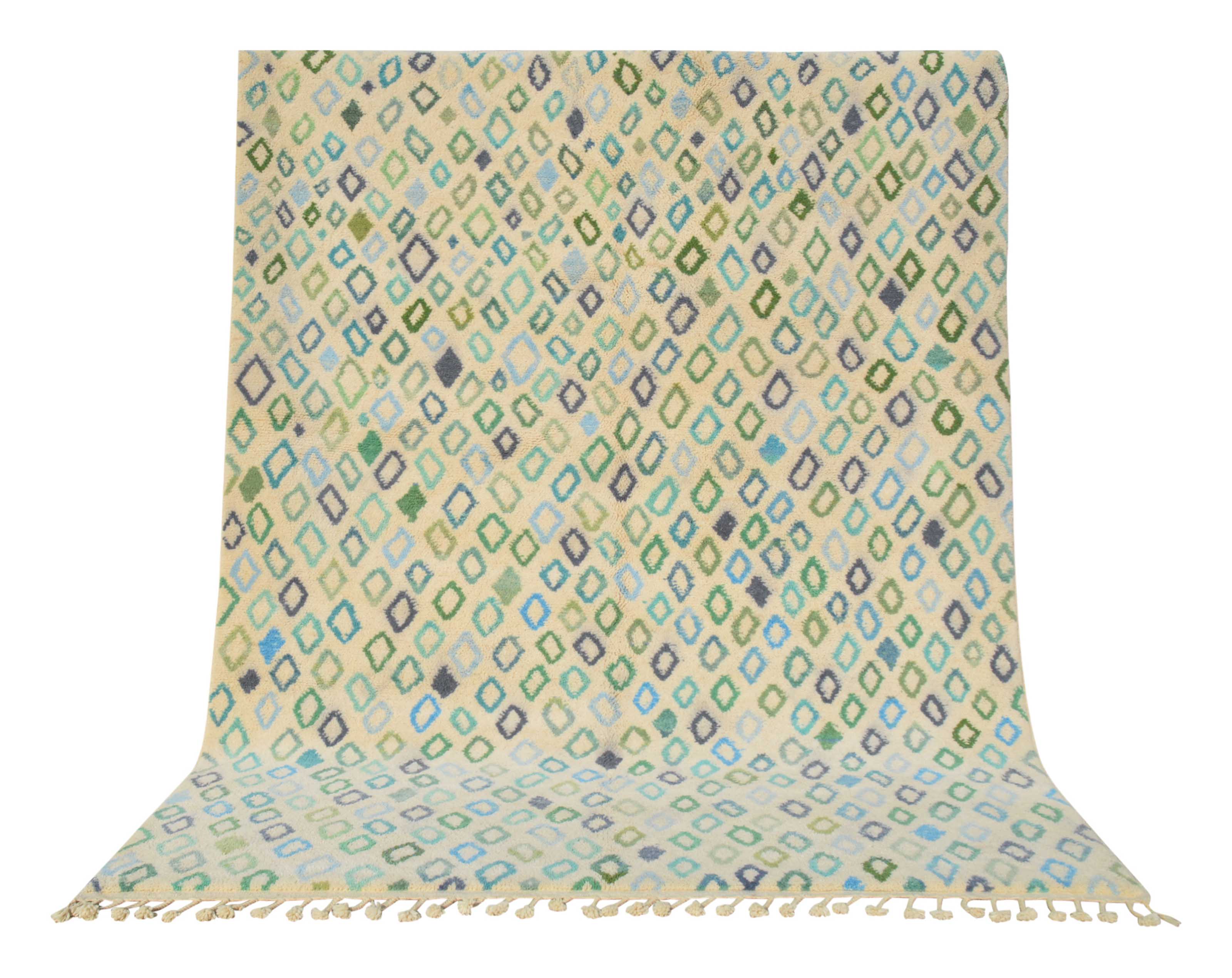 Gems | 7'x9' Blue & Aqua Geometric Diamond Azilal Area Rug