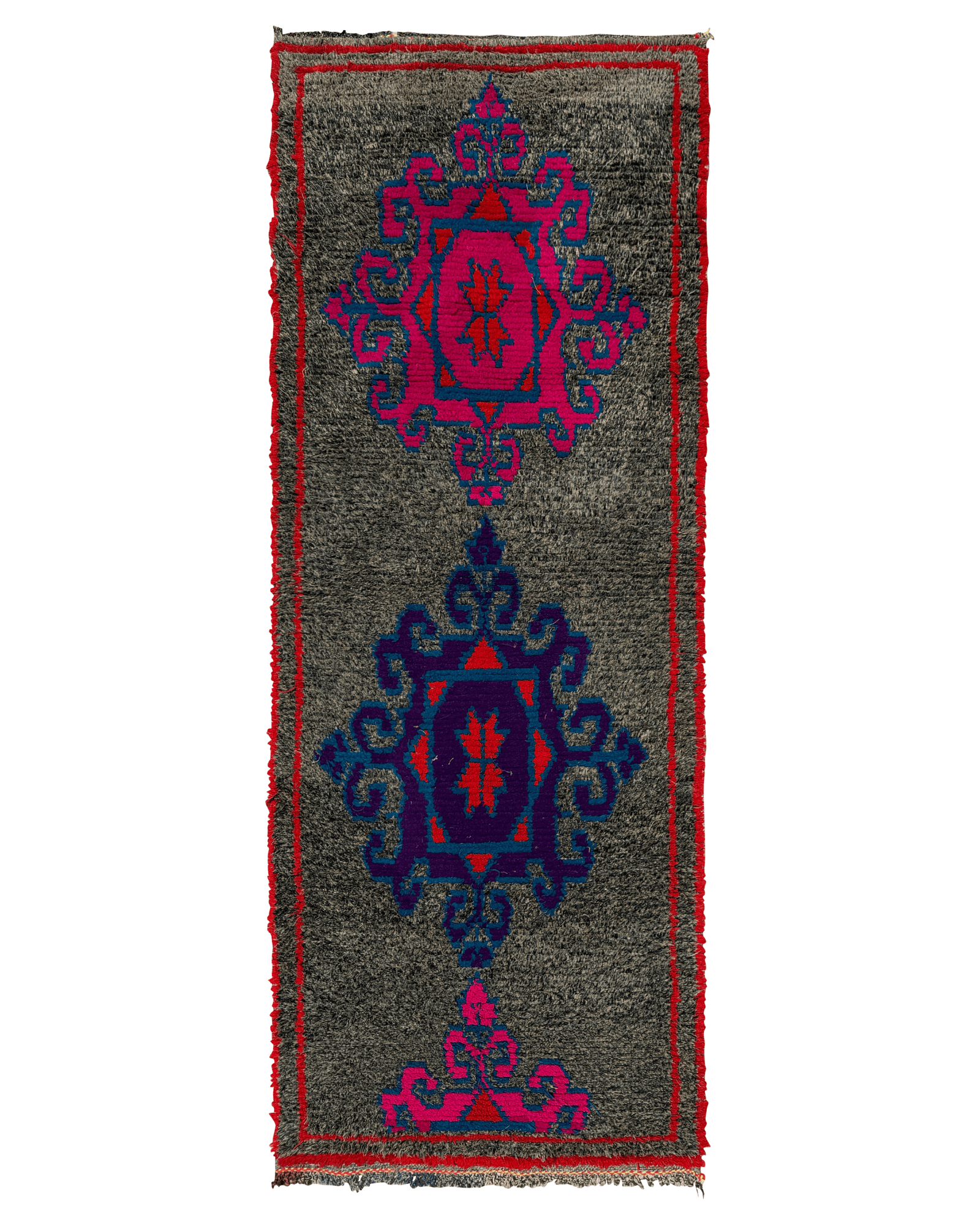 Gray & Pink Vintage Moroccan Runner | 2'5x6'4