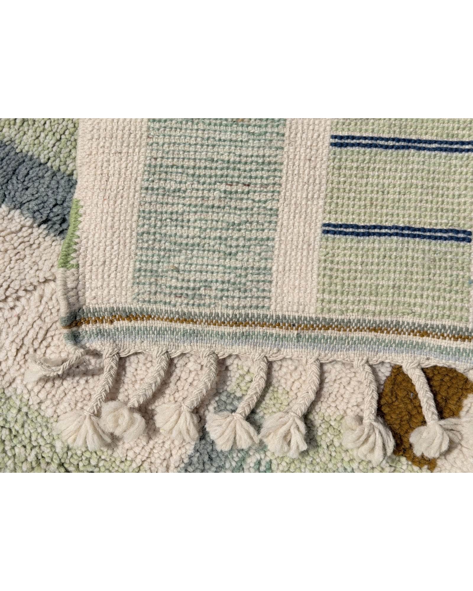 Green Abstract Handmade Moroccan Rug | 7 x 9