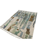 Green Abstract Handmade Moroccan Rug | 7 x 9