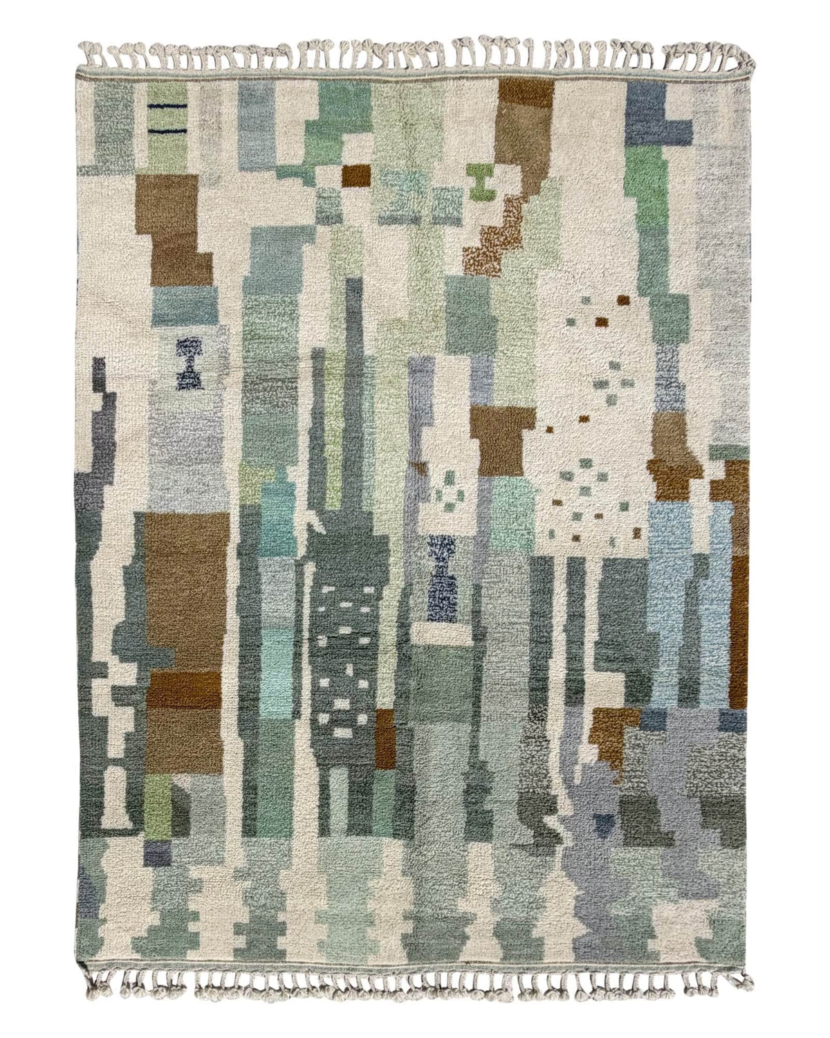 Green Abstract Handmade Moroccan Rug | 7 x 9