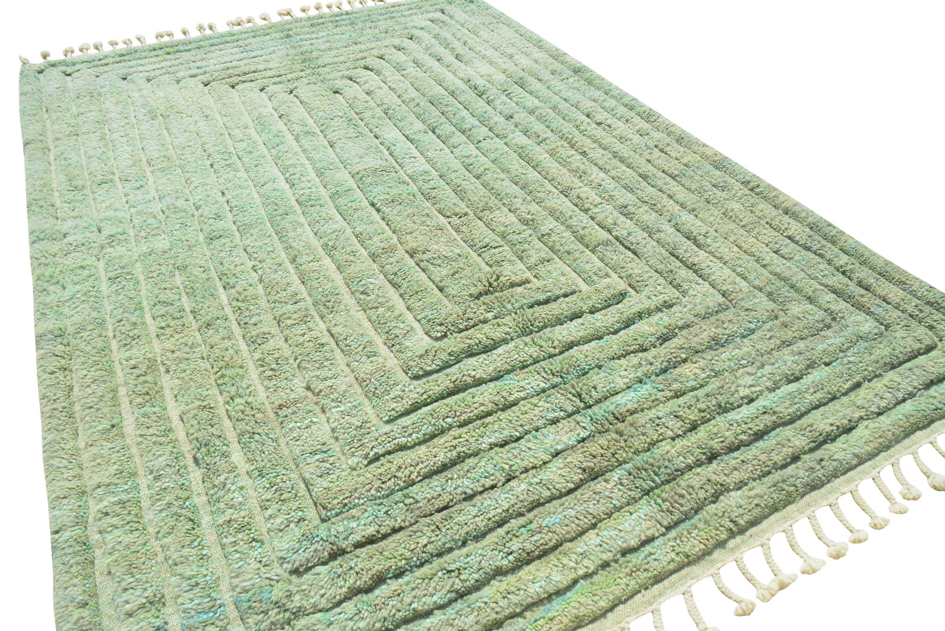 Green Haven | 6'x9' Soft Green Geometric Moroccan Area Rug