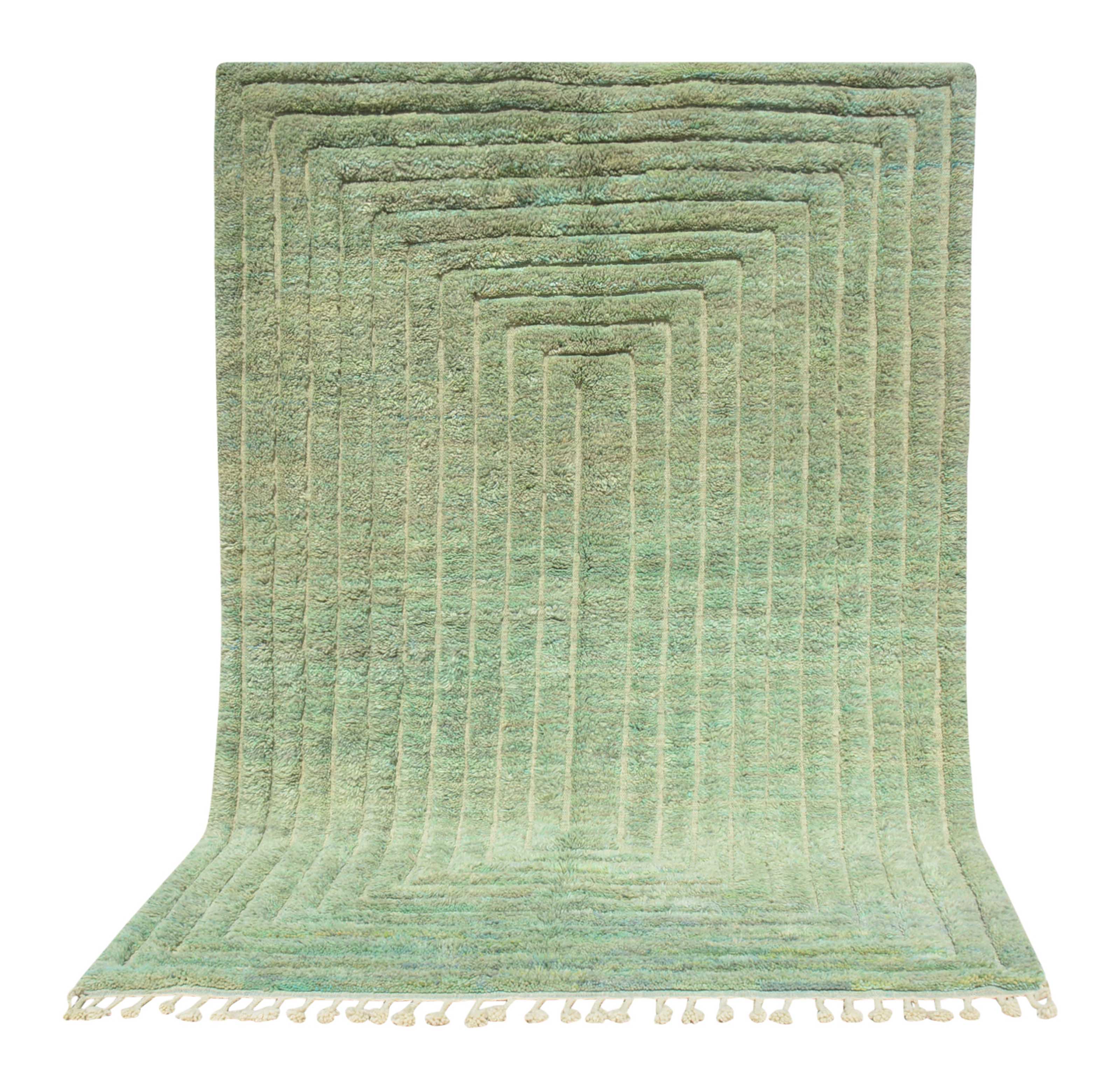 Green Haven | 6'x9' Soft Green Geometric Moroccan Area Rug