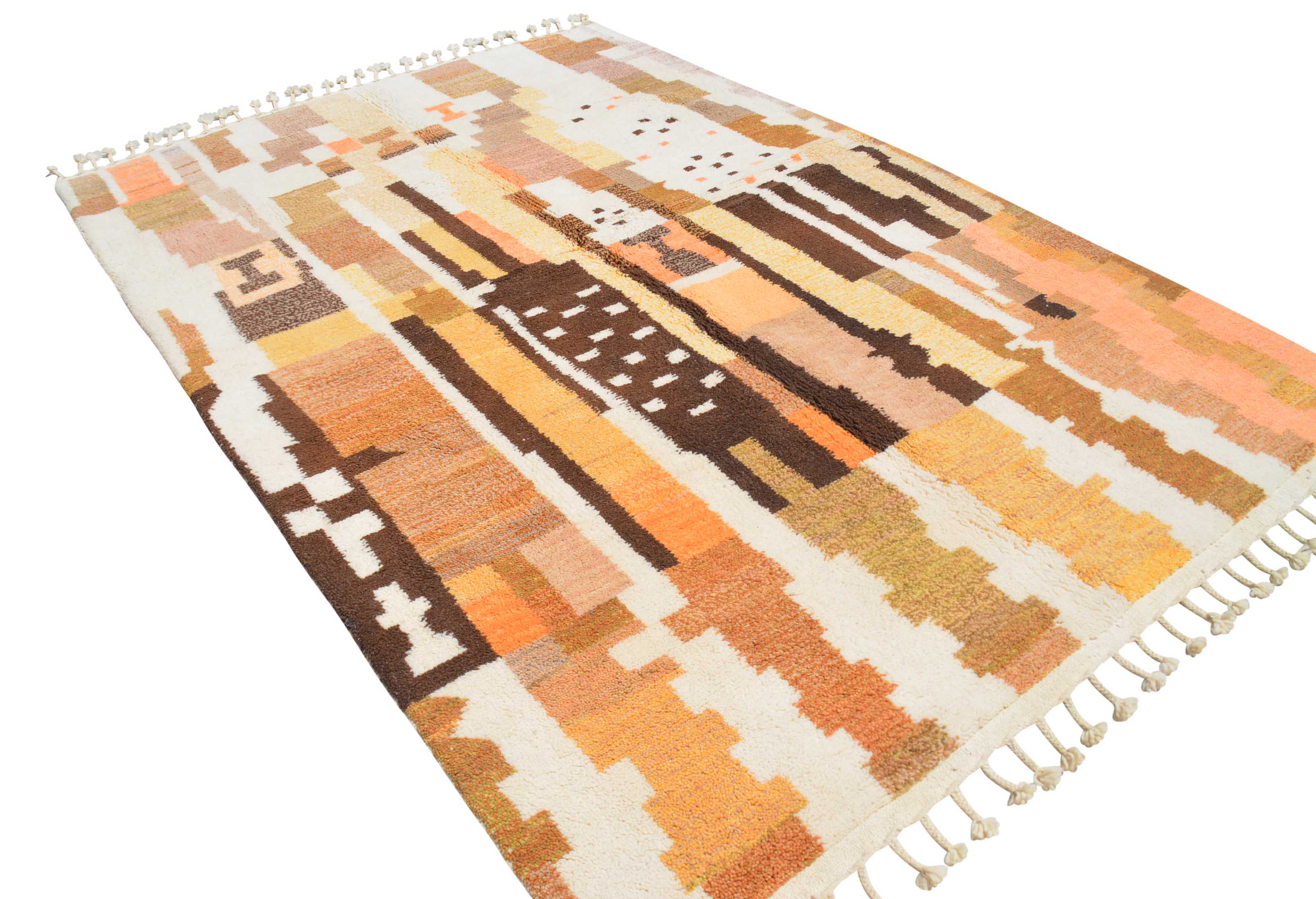 Honeycomb | 6'x9' Golden Abstract Azilal Moroccan Area Rug