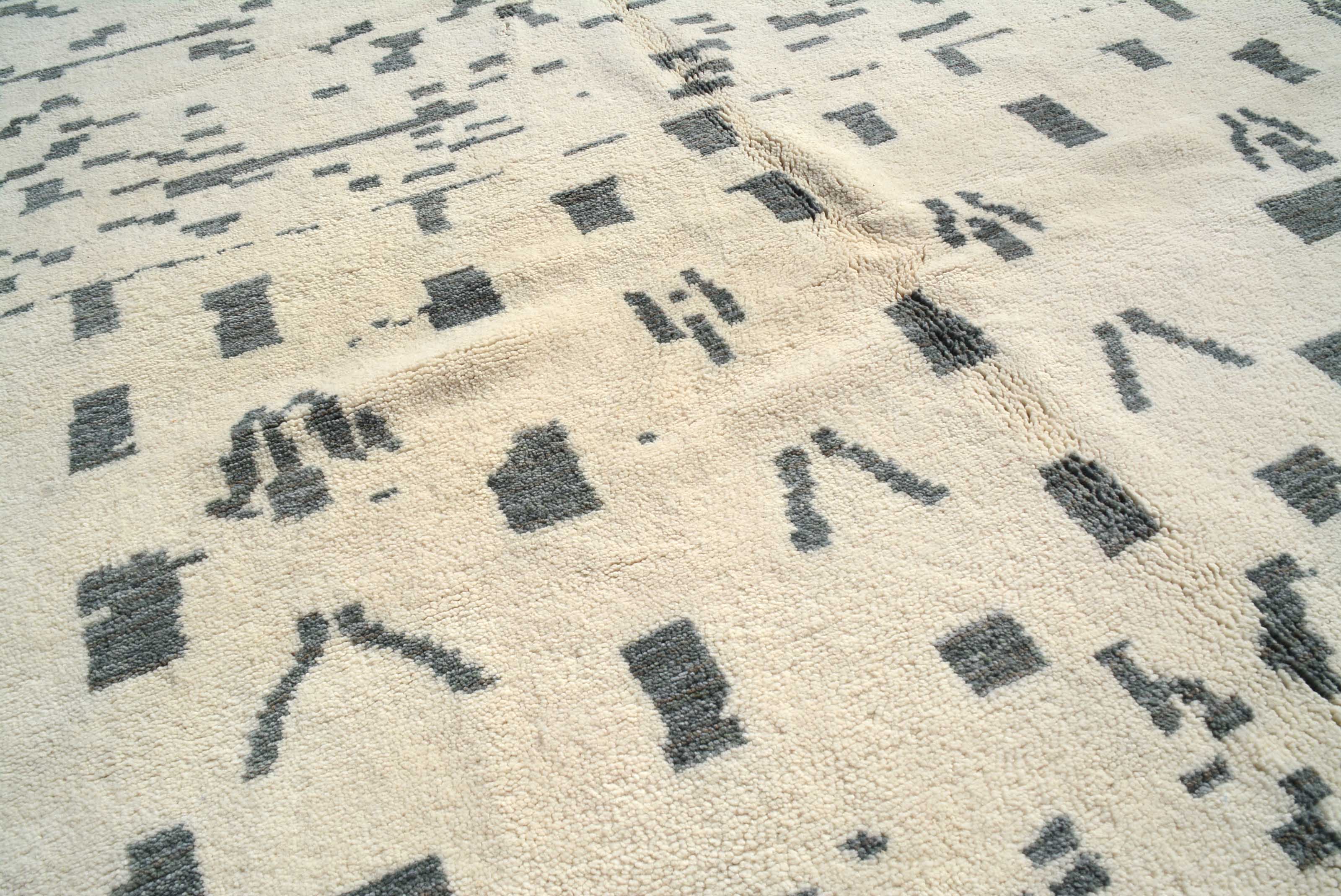 Illusions - Handmade Blue Dot Moroccan Rug for Modern Spaces