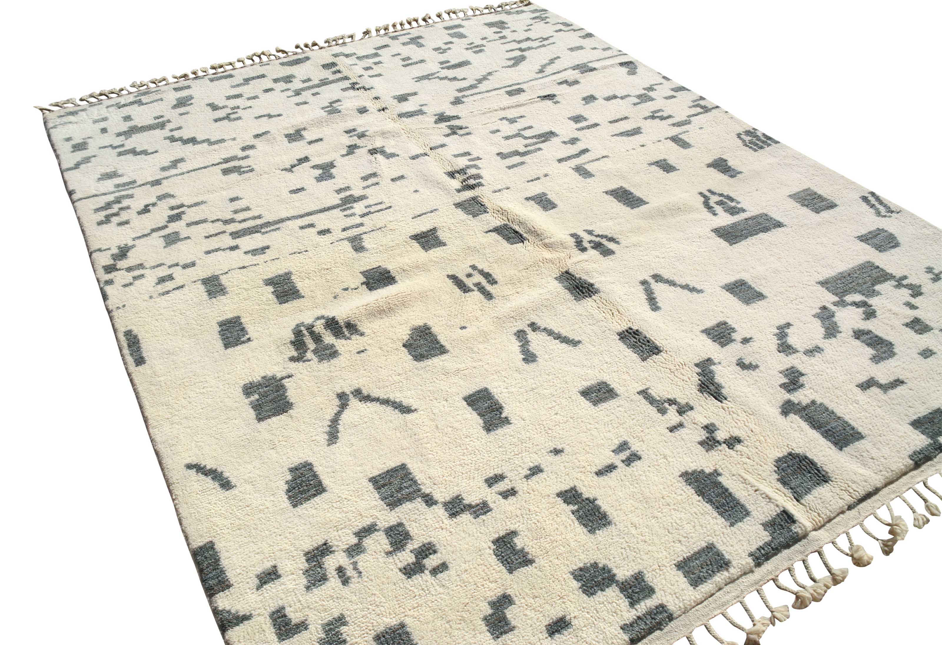 Illusions - Handmade Blue Dot Moroccan Rug for Modern Spaces