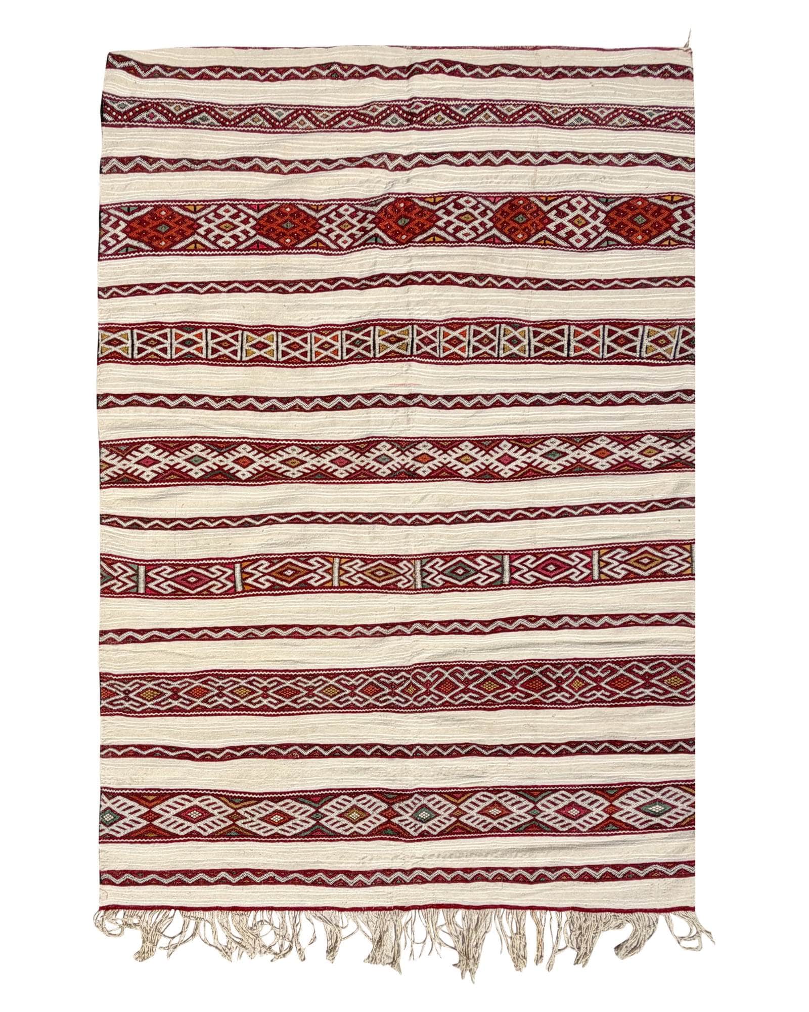 Ivory & Red Vintage Moroccan Flatweave | 6x8