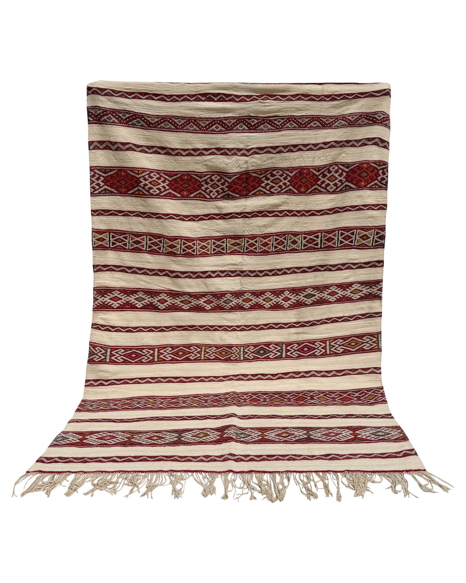 Ivory & Red Vintage Moroccan Flatweave | 6x8