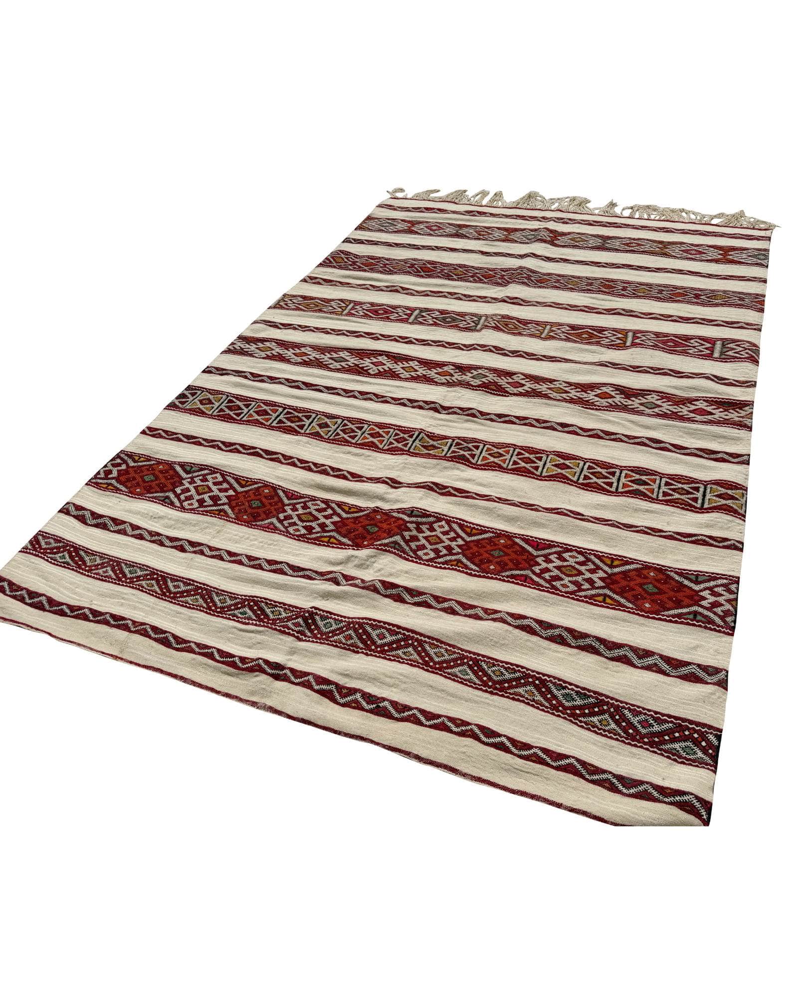 Ivory & Red Vintage Moroccan Flatweave | 6x8