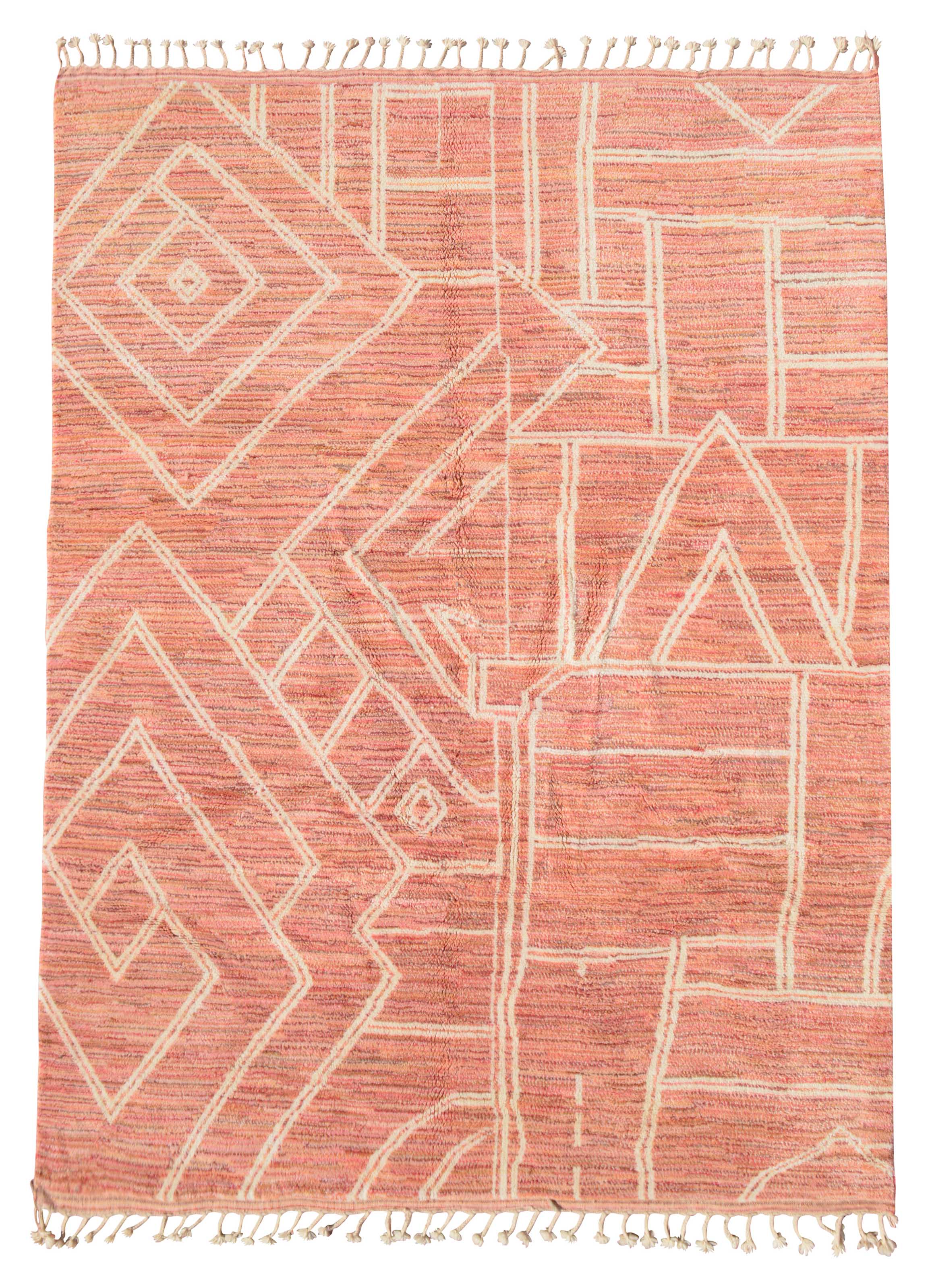Kuba Rose - Pink And white Berber Rug - Pink Custom Moroccan Rug 