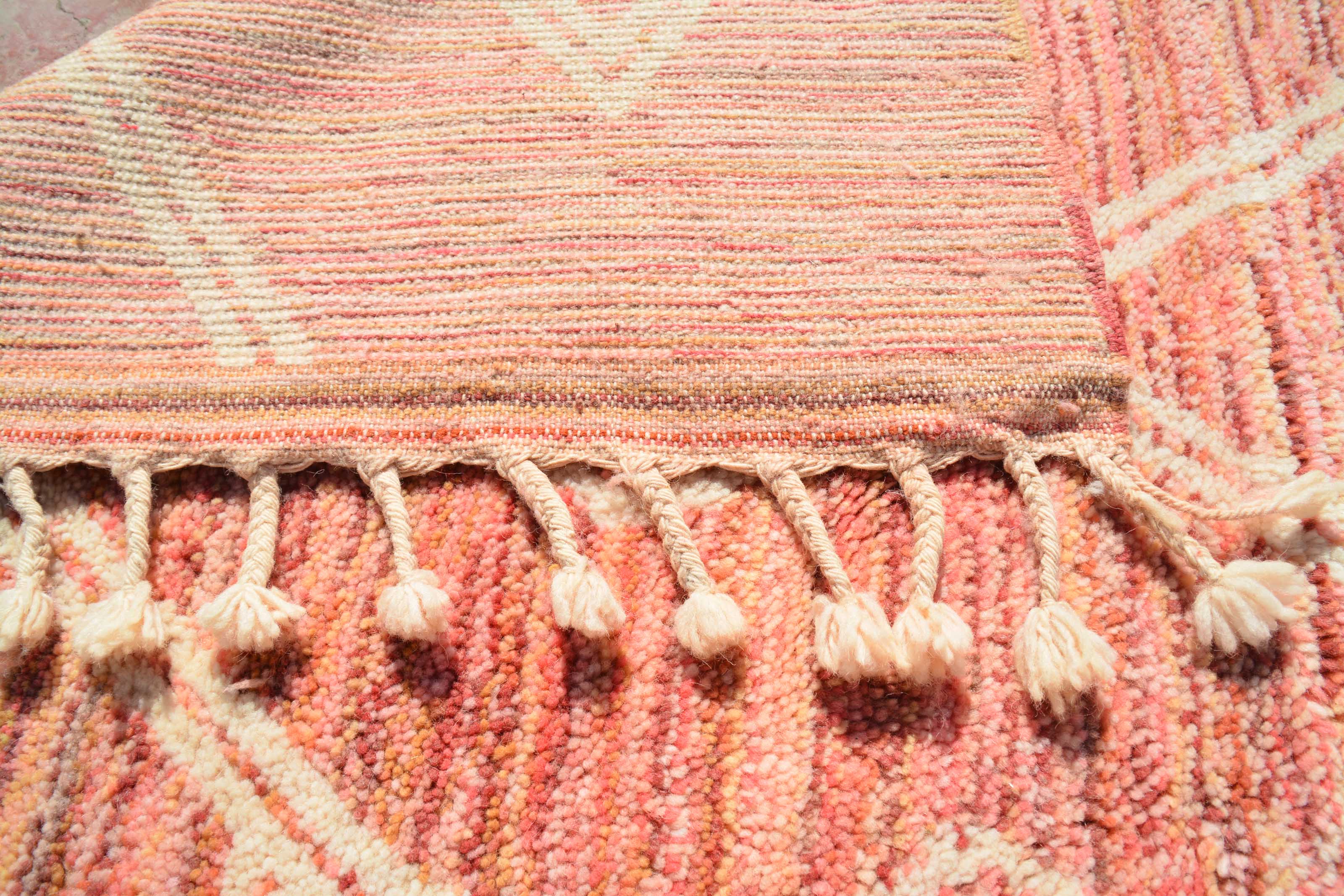 Kuba Rose - Pink And white Berber Rug - Pink Custom Moroccan Rug 