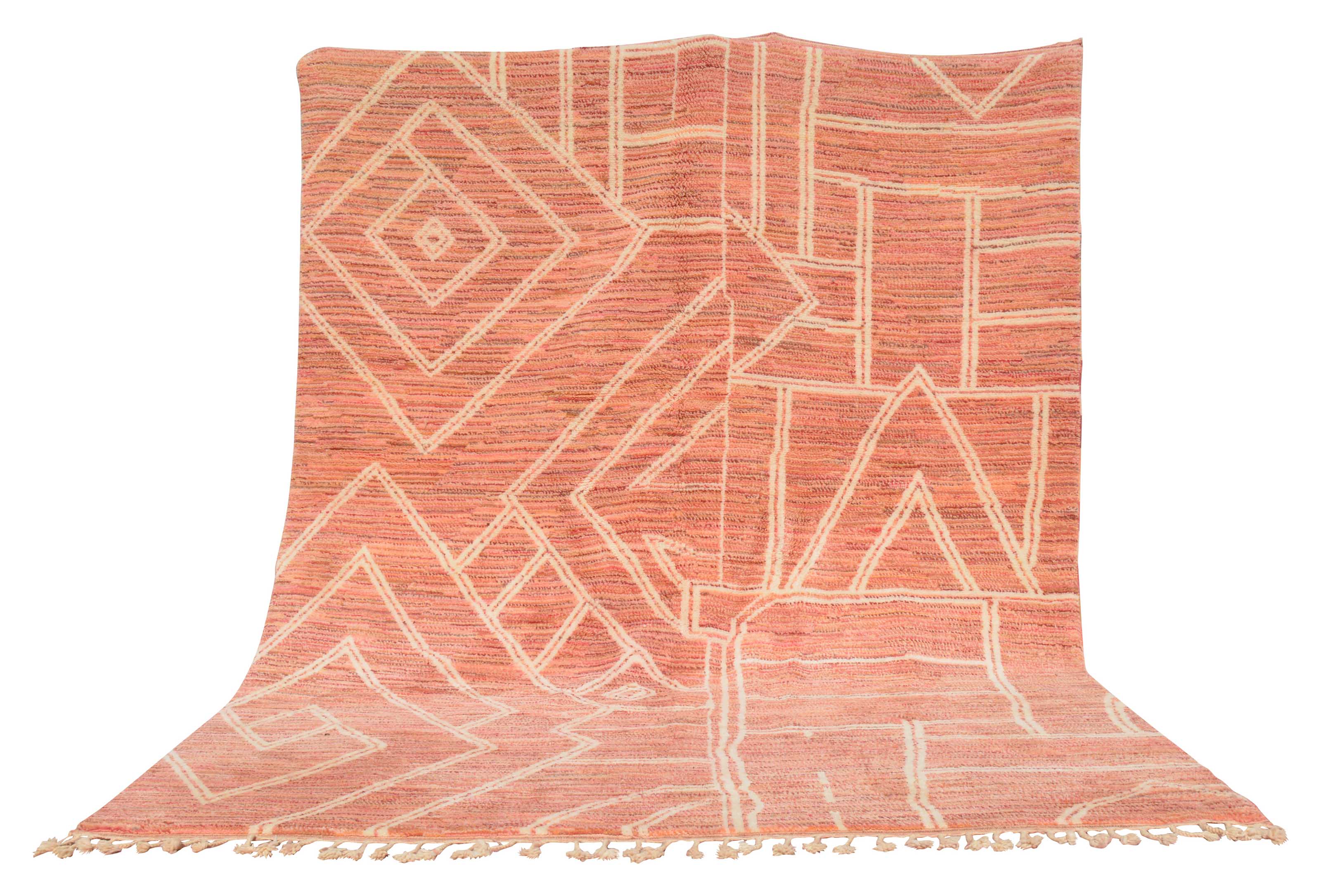 Kuba Rose - Pink And white Berber Rug - Pink Custom Moroccan Rug 