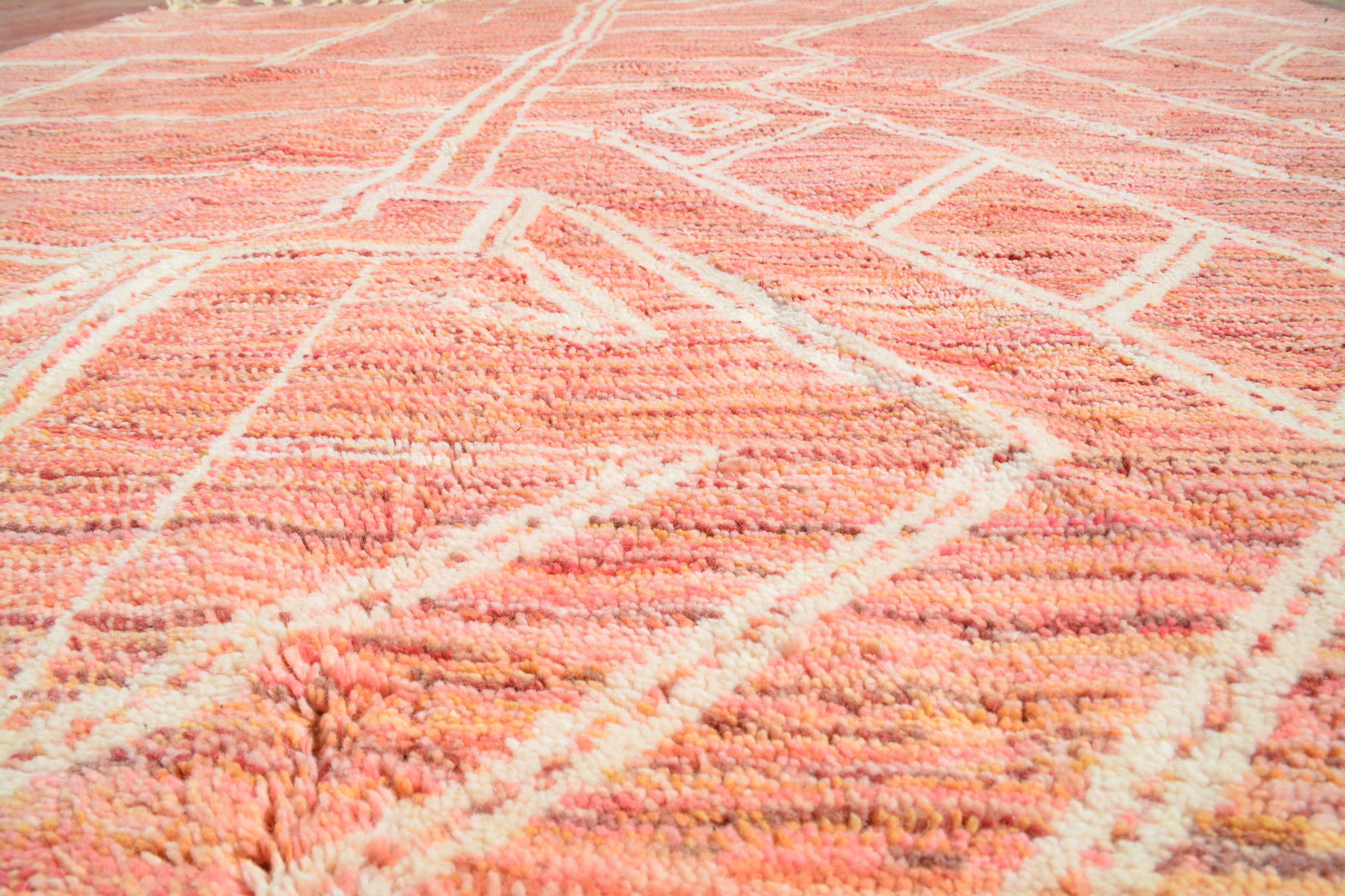 Kuba Rose - Pink And white Berber Rug - Pink Custom Moroccan Rug 
