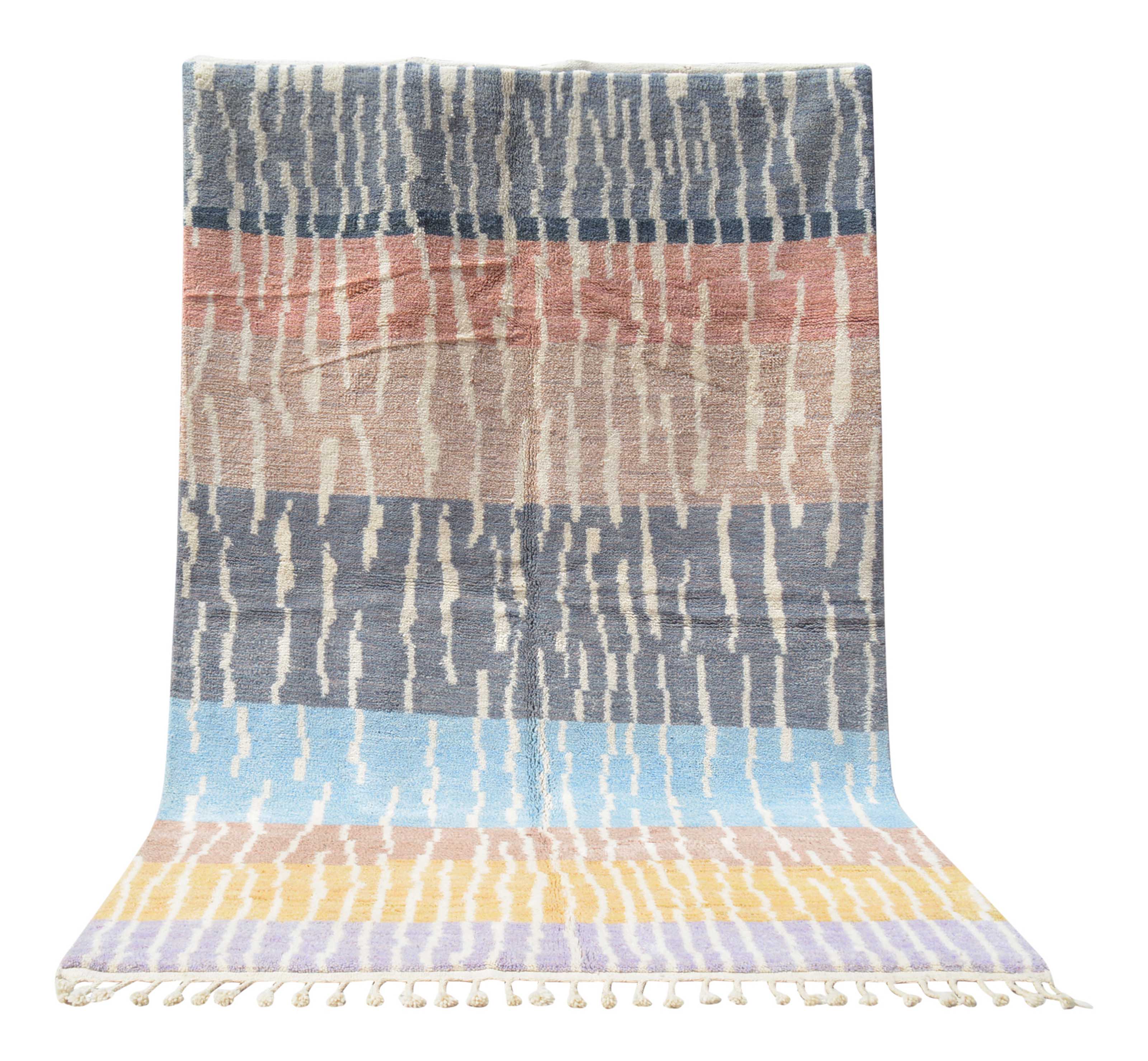 Layered | 6'x9' Blue & Terra Cotta Striped Azilal Area Rug