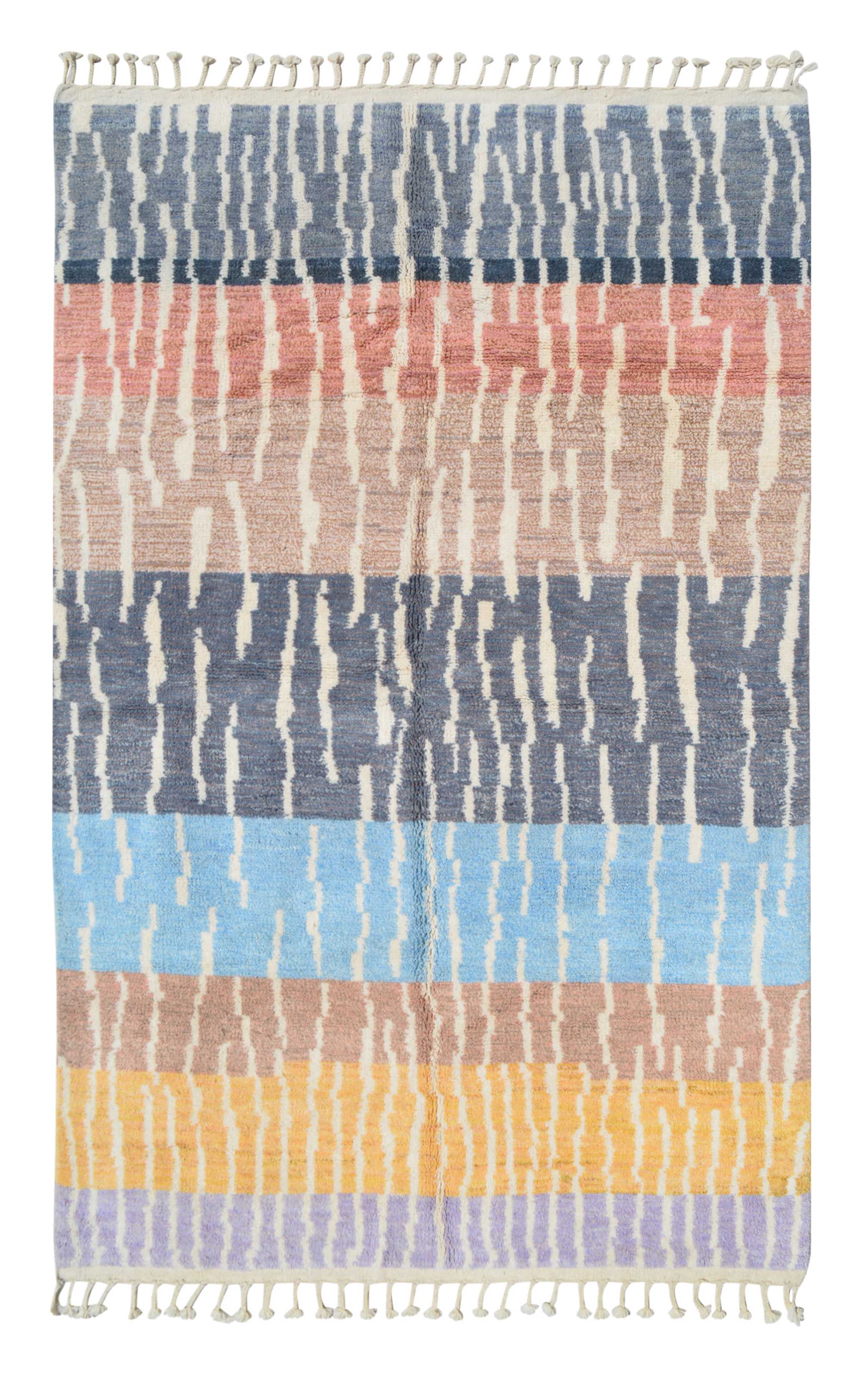 Layered | 6'x9' Blue & Terra Cotta Striped Azilal Area Rug