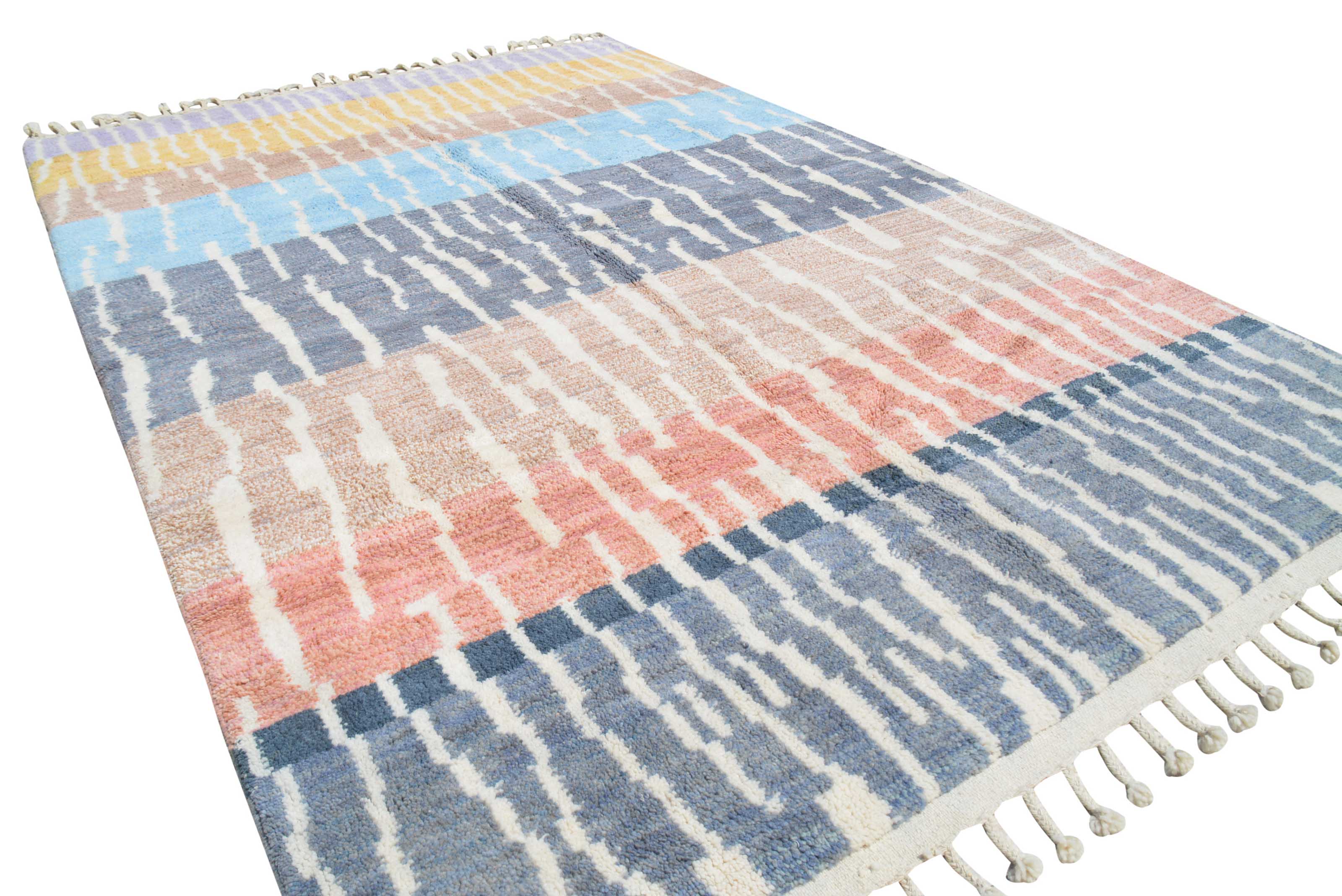 Layered | 6'x9' Blue & Terra Cotta Striped Azilal Area Rug