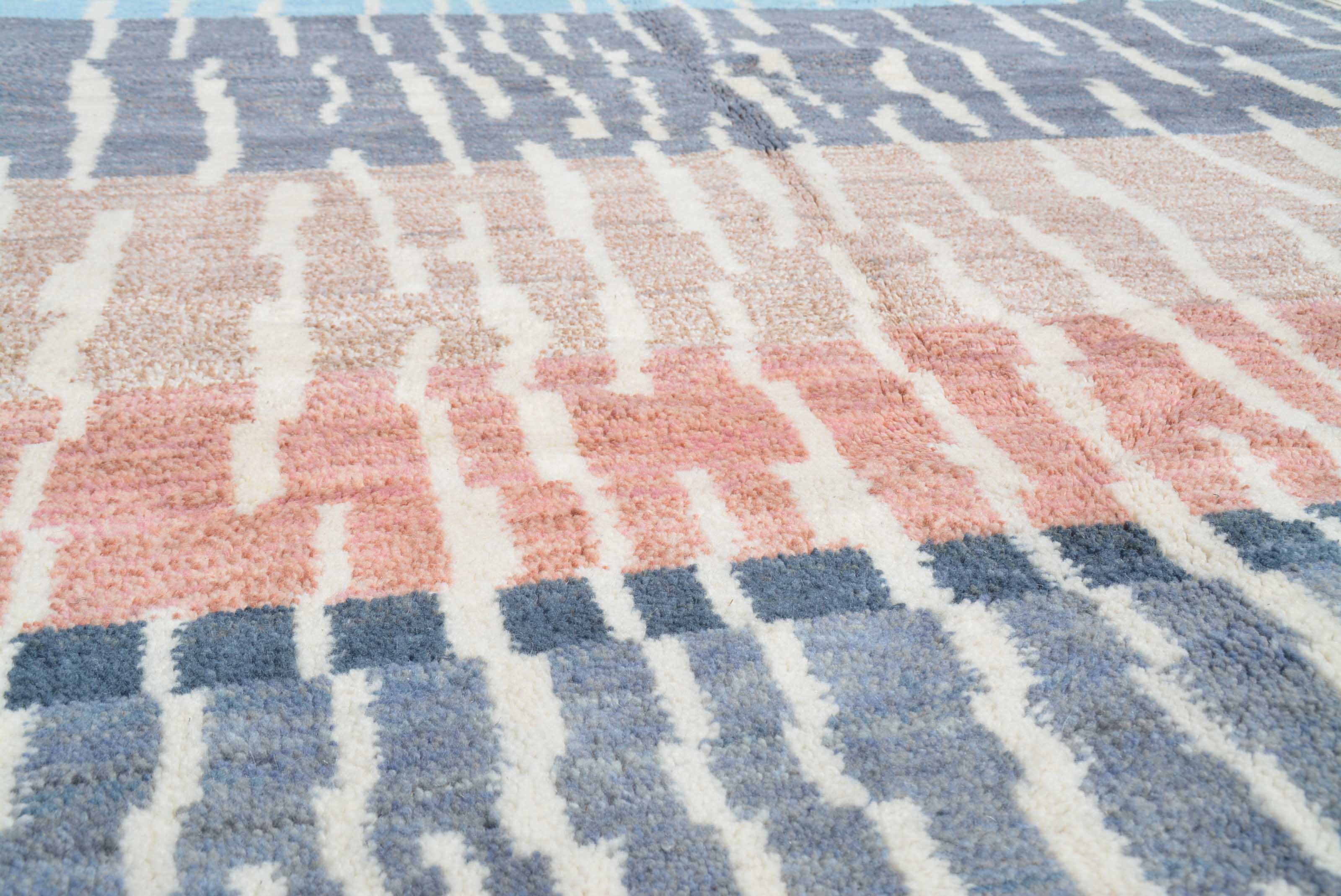 Layered | 6'x9' Blue & Terra Cotta Striped Azilal Area Rug