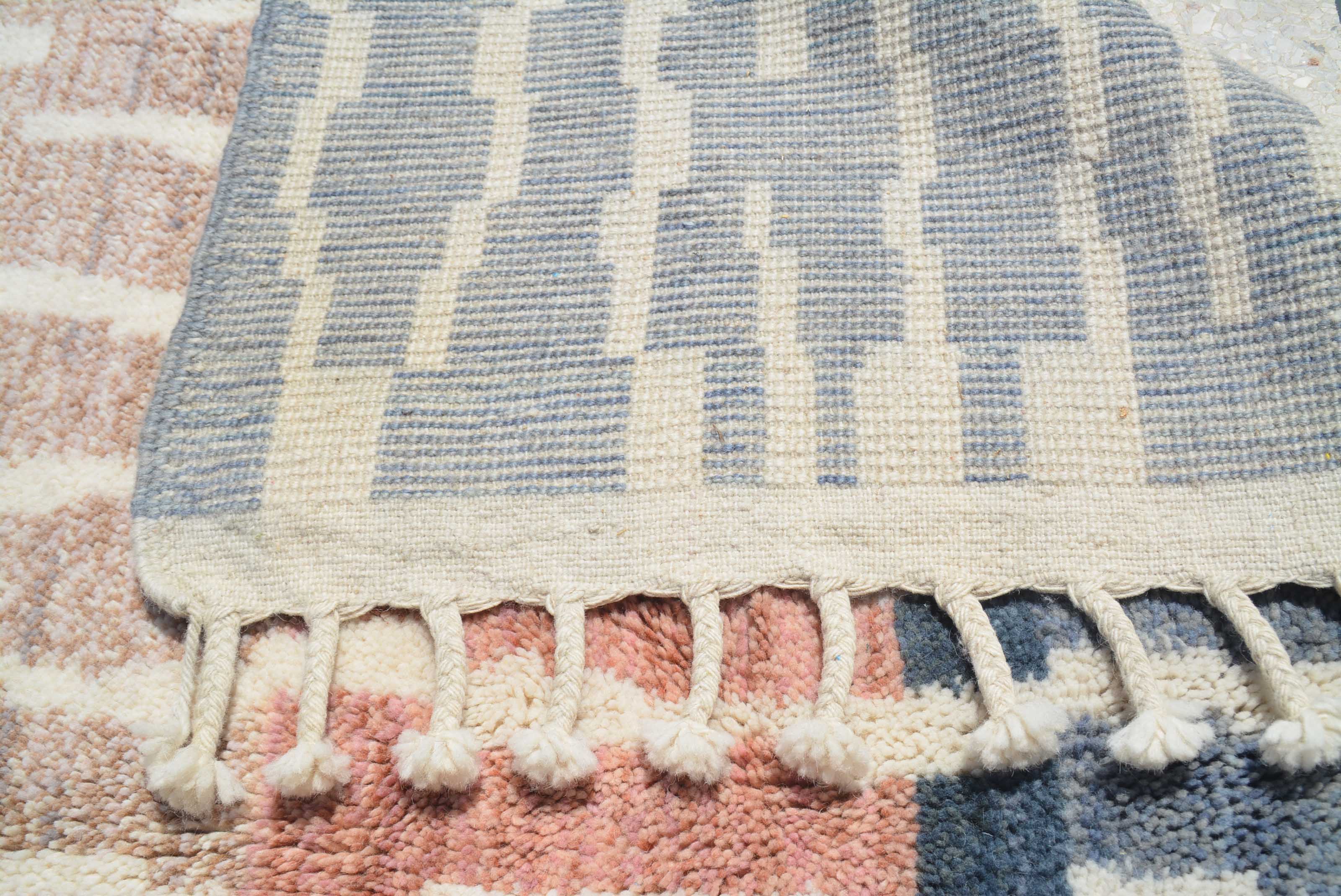 Layered | 6'x9' Blue & Terra Cotta Striped Azilal Area Rug