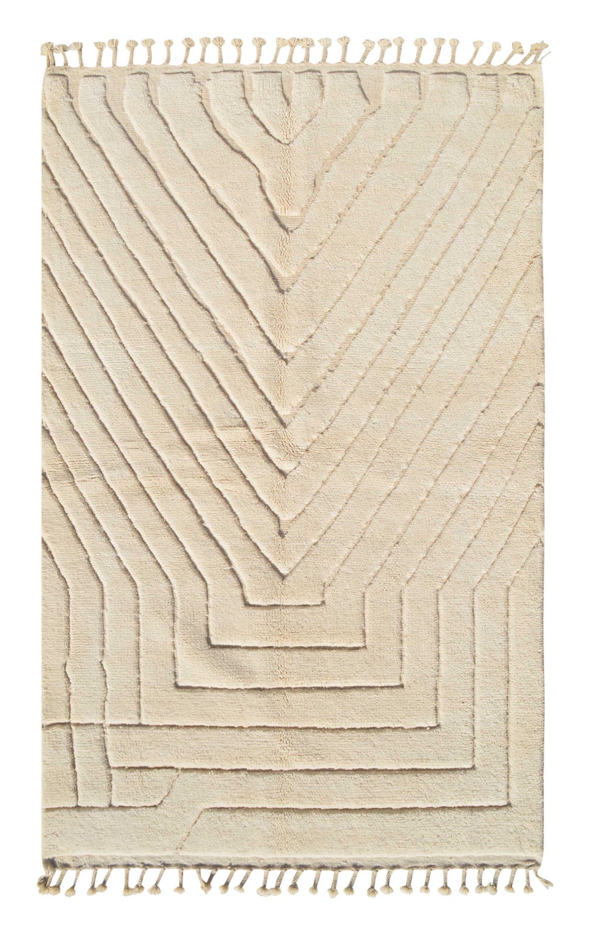 Lighter Rug | Handcrafted High Low White Design | Illuminate Collective