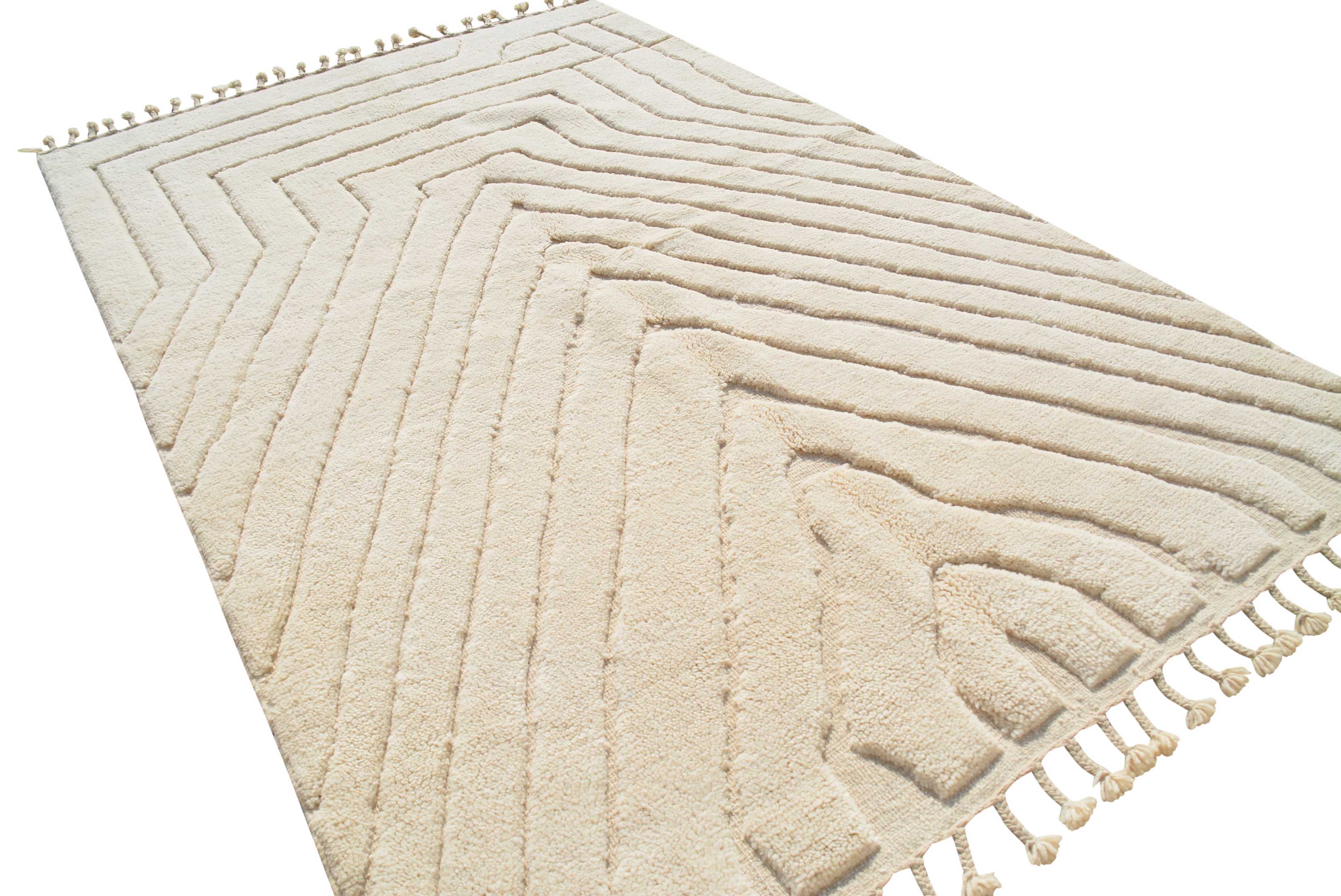 Lighter Rug | Handcrafted High Low White Design | Illuminate Collective